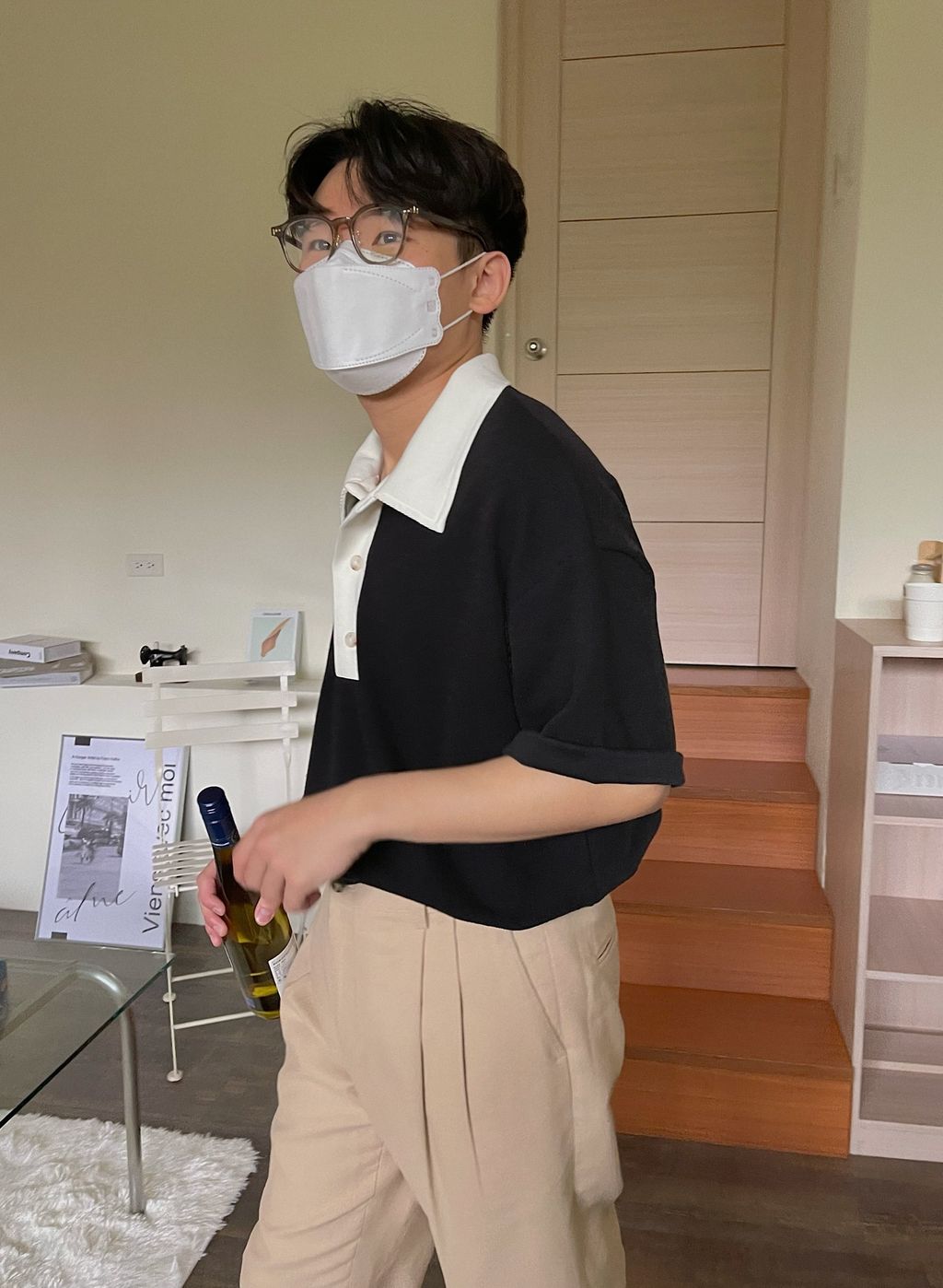 OPPAKOREA 配色翻領針織短T (2色)