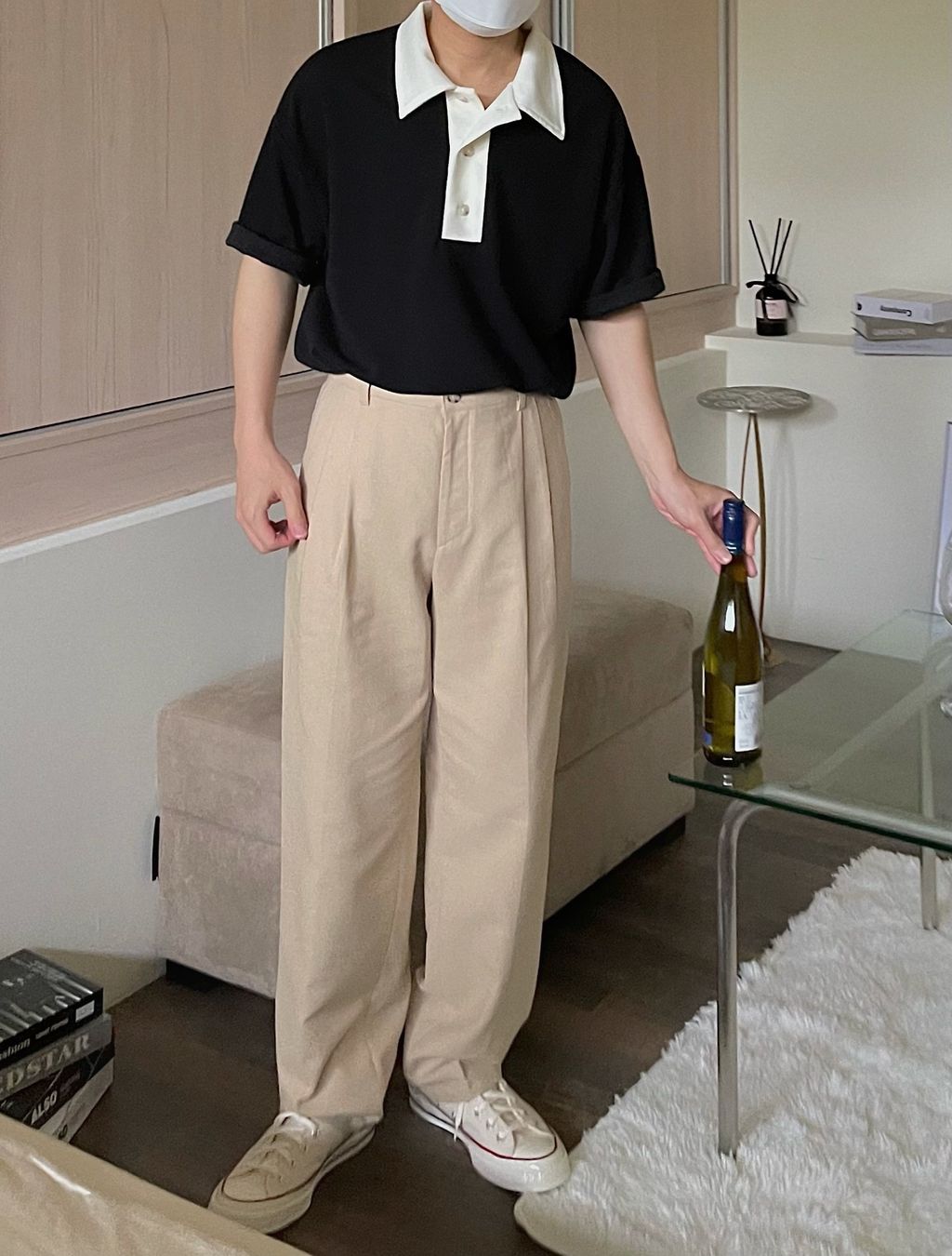 OPPAKOREA 配色翻領針織短T (2色)