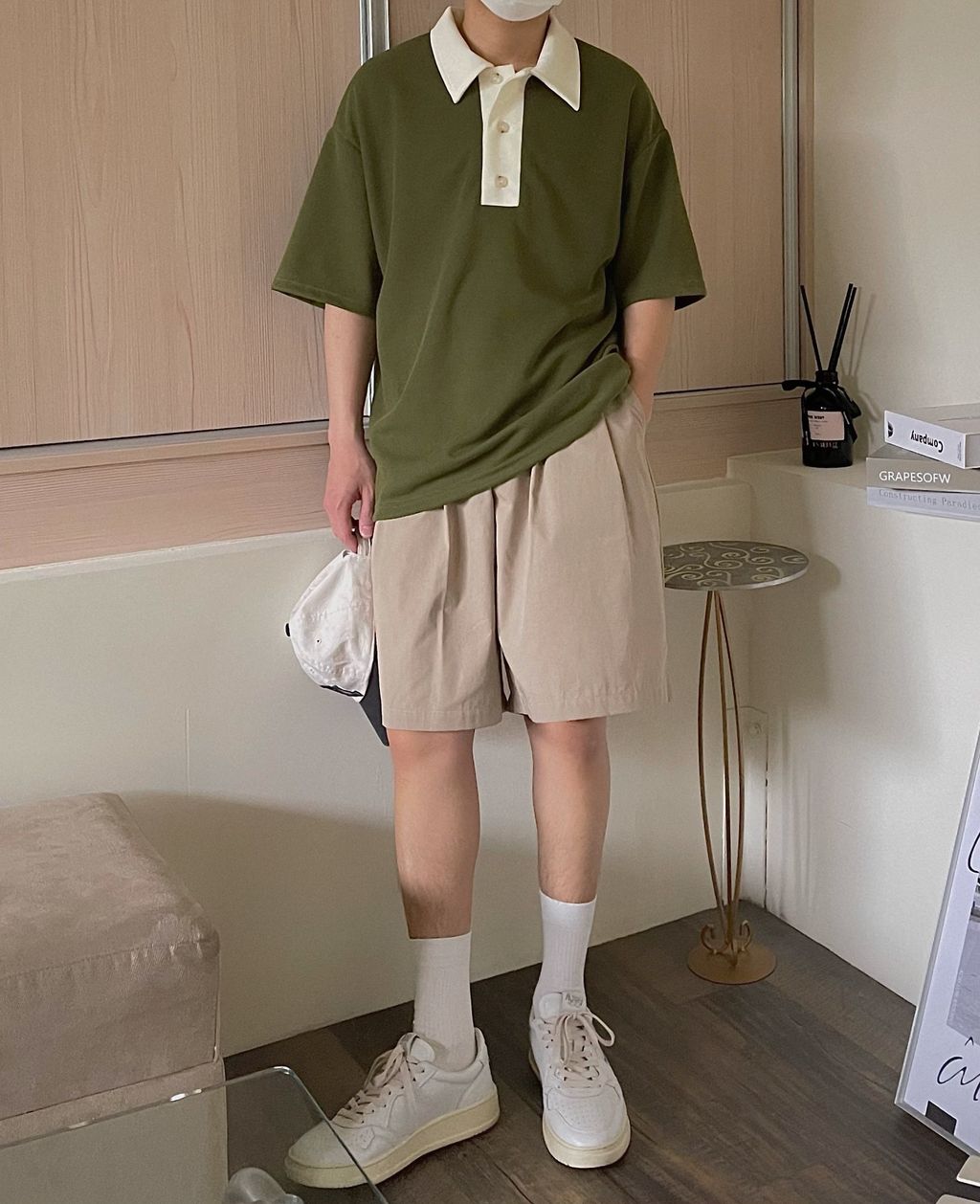 OPPAKOREA 配色翻領針織短T (2色)