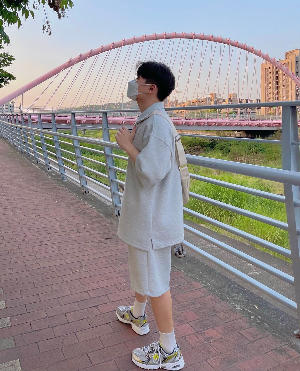 OPPAKOREA 綁帶及膝百慕達棉短褲 (3色) (挺拔的棉料/可搭配套裝)