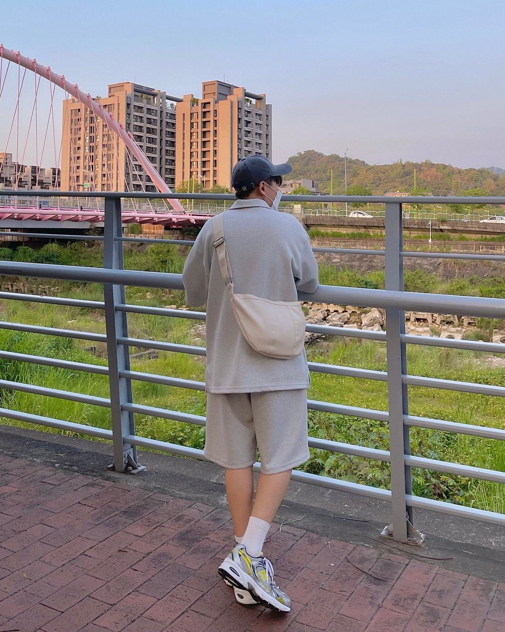 OPPAKOREA 綁帶及膝百慕達棉短褲 (3色) (挺拔的棉料/可搭配套裝)