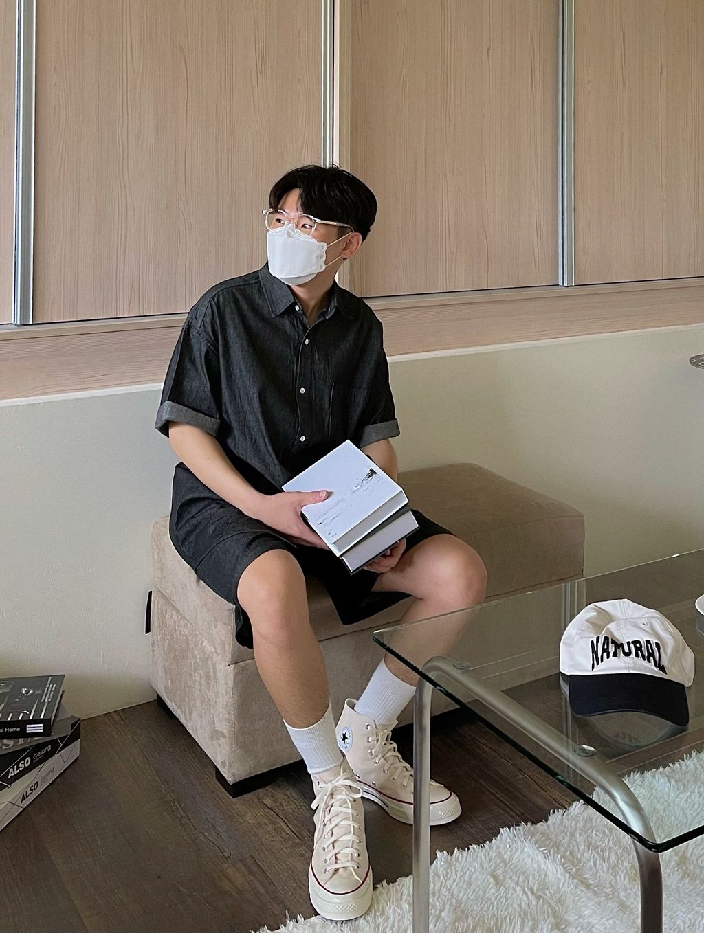 OPPAKOREA 亞麻牛仔短袖襯衫 (2色) (可搭配套裝)