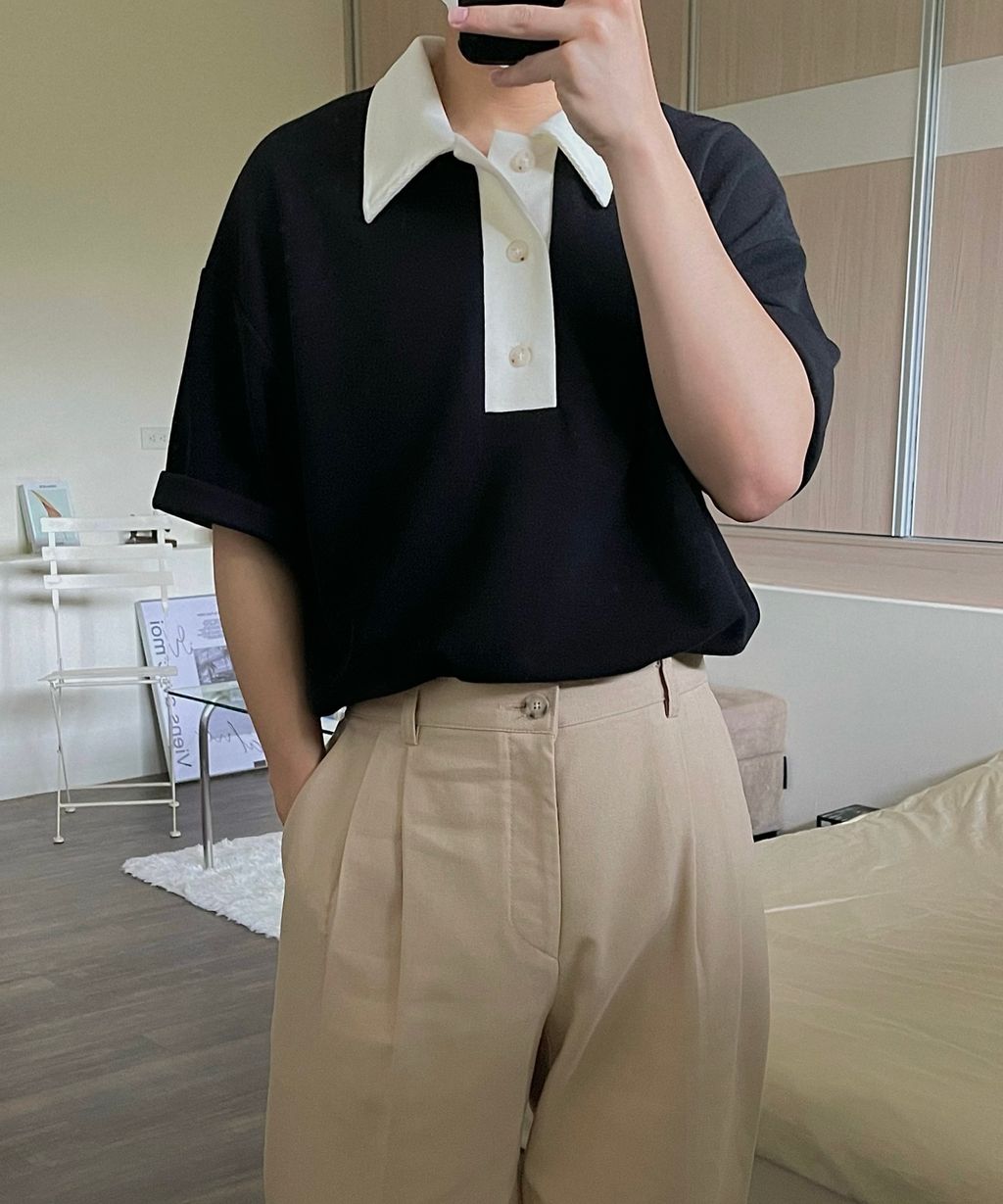 OPPAKOREA 後鬆緊兩褶棉質微寬褲 (3色)