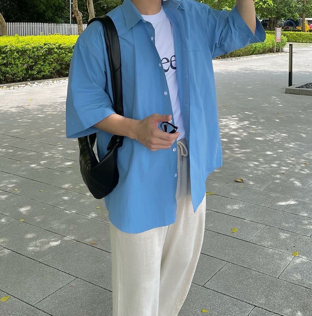 OPPAKOREA 高密度棉寬鬆短袖襯衫 (3色)