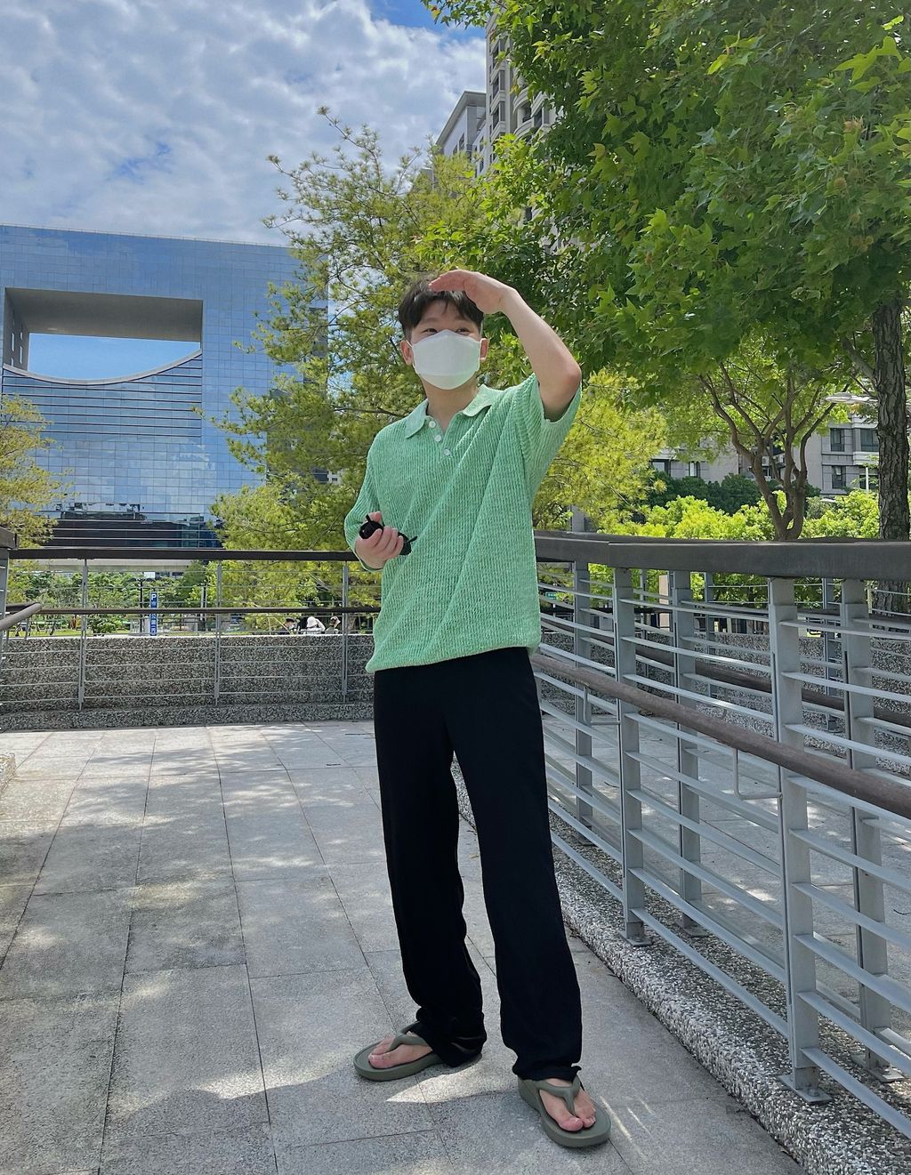 OPPAKOREA 亞麻棉綁帶開衩微寬褲 (2色)