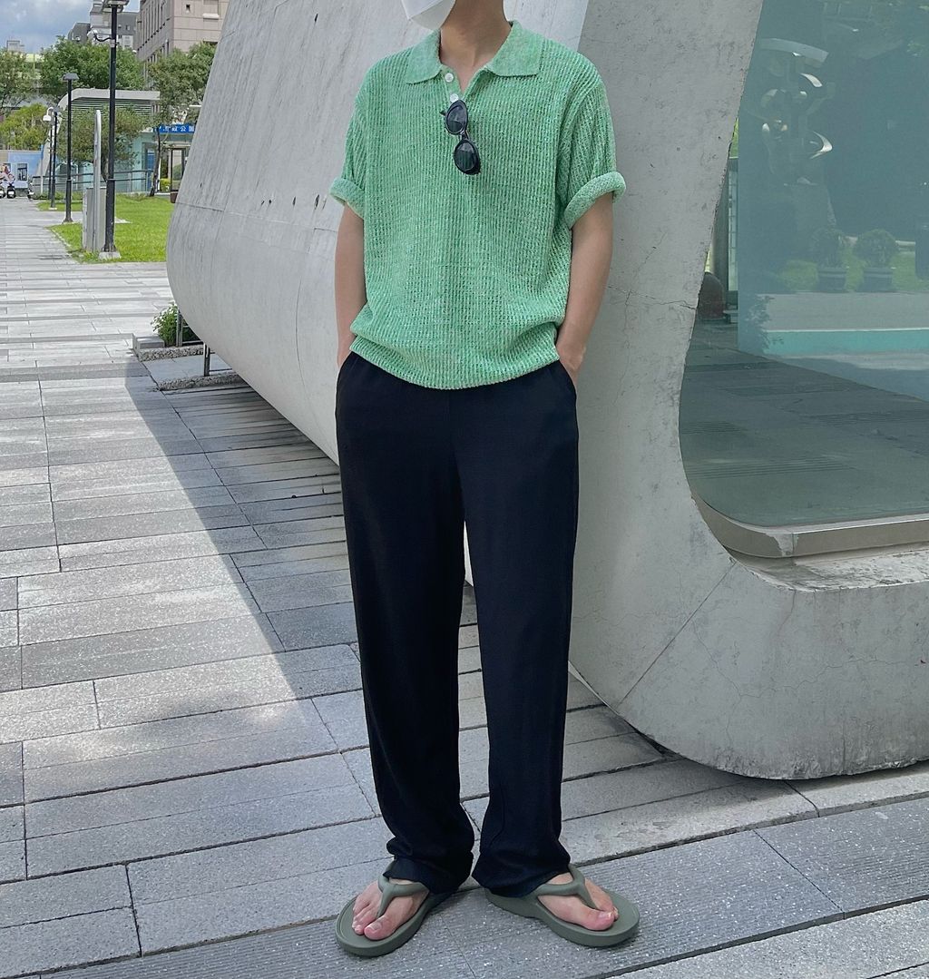 OPPAKOREA 翻領混合針織短衫 (3色)