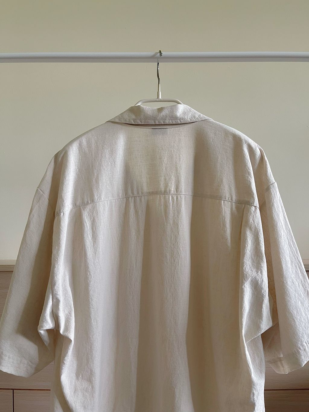 OPPAKOREA 亞麻棉開襟領短袖襯衫 (3色)