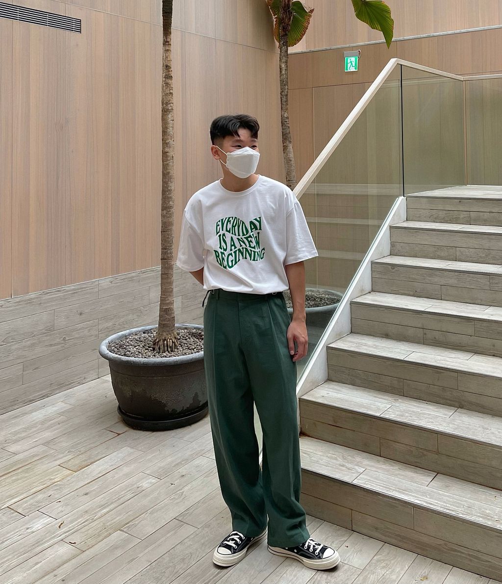 OPPAKOREA 亞麻側腰帶細褶休閒寬褲 (4色)