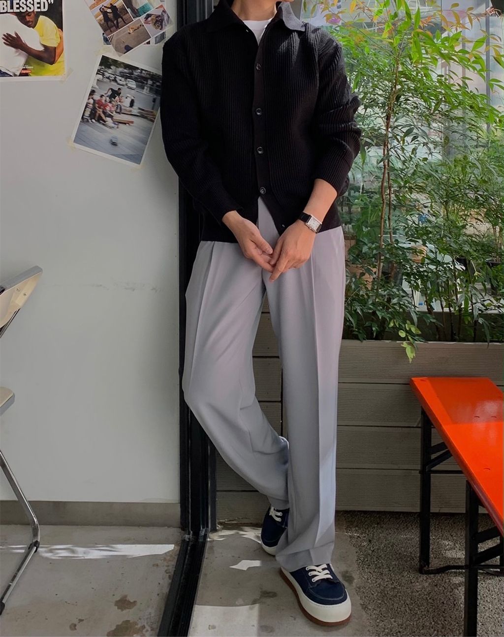 OPPAKOREA 翻領開襟厚磅針織衫 (6色)