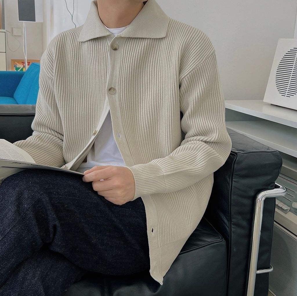 OPPAKOREA 翻領開襟厚磅針織衫 (6色)
