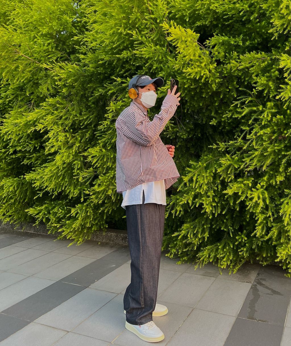 OPPAKOREA 細格機能雙口袋短版襯衫 (2色)