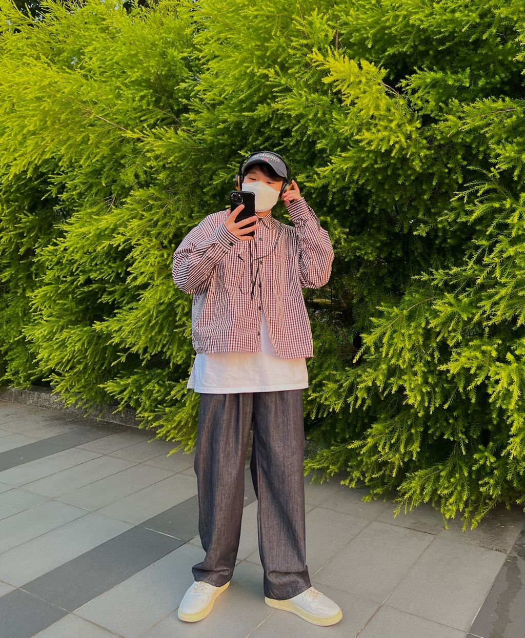 OPPAKOREA 細格機能雙口袋短版襯衫 (2色)