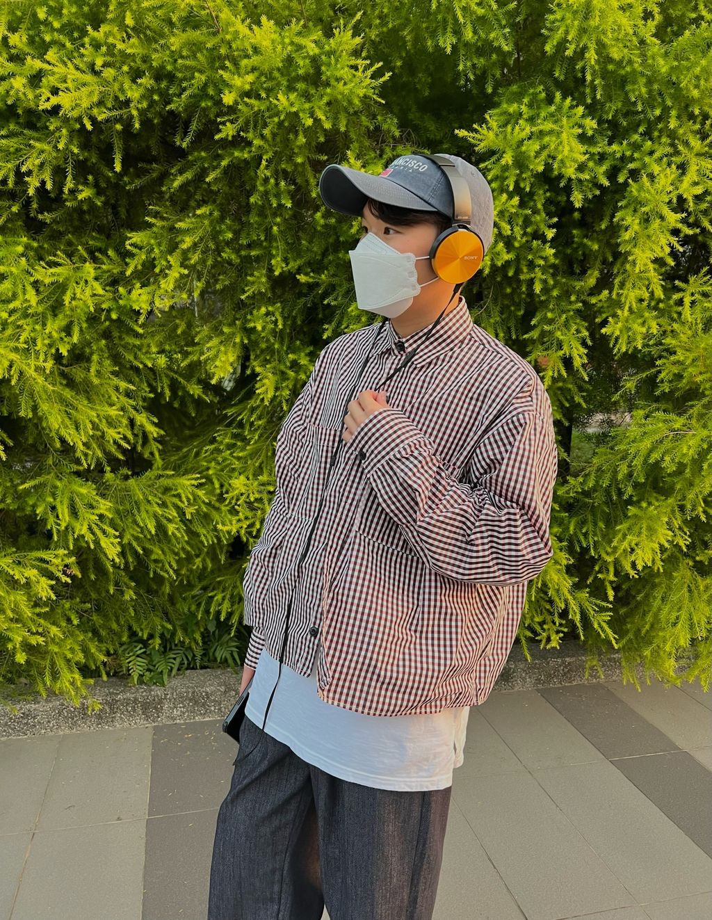 OPPAKOREA 細格機能雙口袋短版襯衫 (2色)