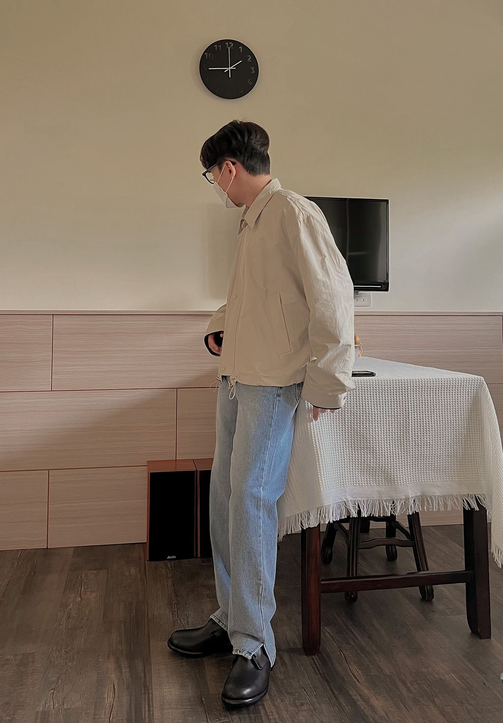 OPPAKOREA 開衩微寬牛仔褲 (3色)
