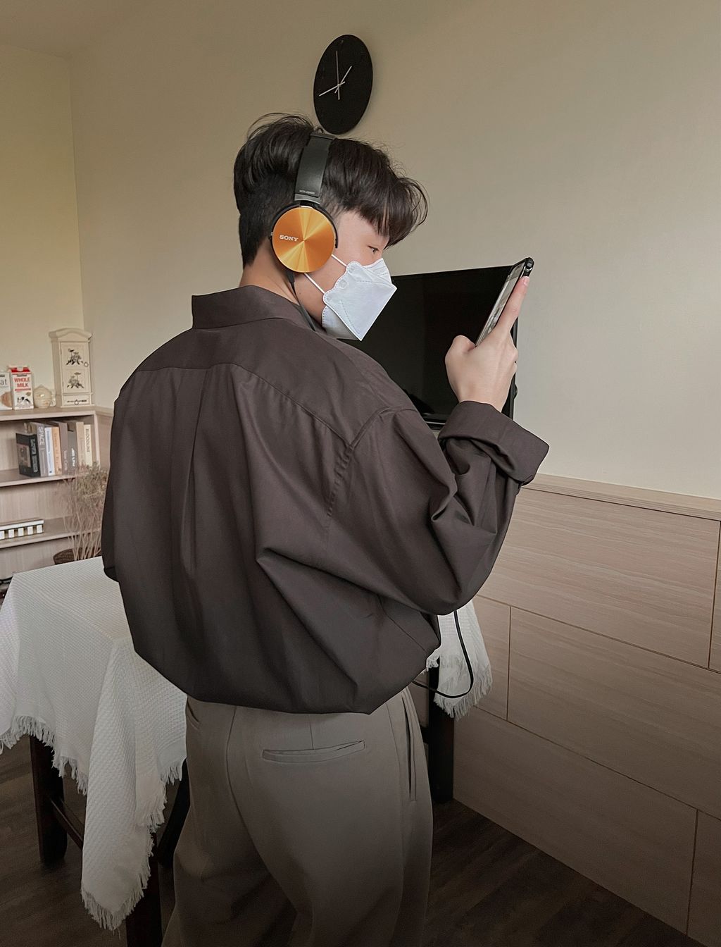 OPPAKOREA 弧型寬鬆剪裁口袋牛津襯衫 (4色)