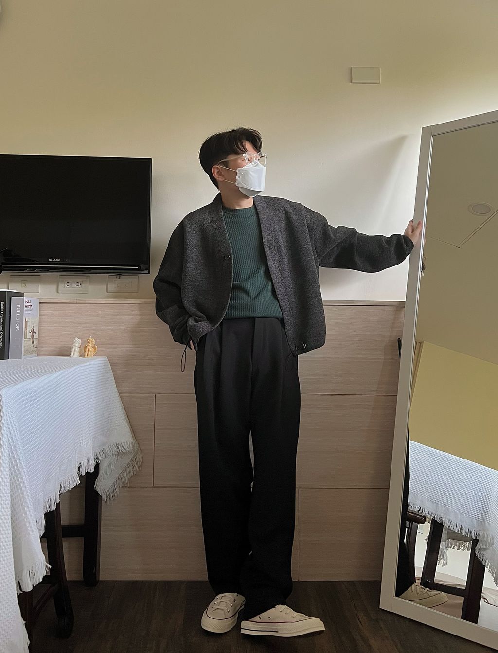 OPPAKOREA 細格針織薄長T (4色)