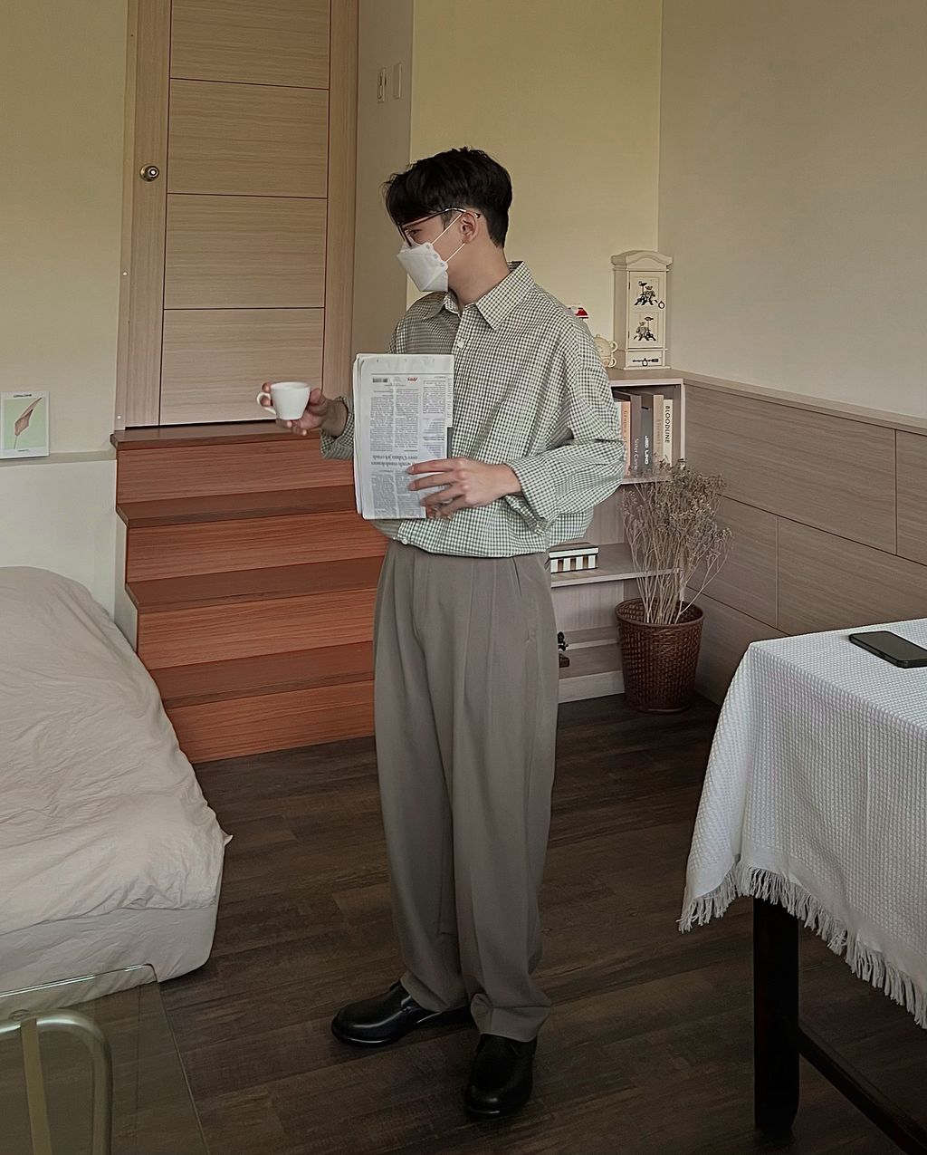 OPPAKOREA Cozy 後鬆緊兩褶休閒寬褲 (3色) (極為推薦!!!)