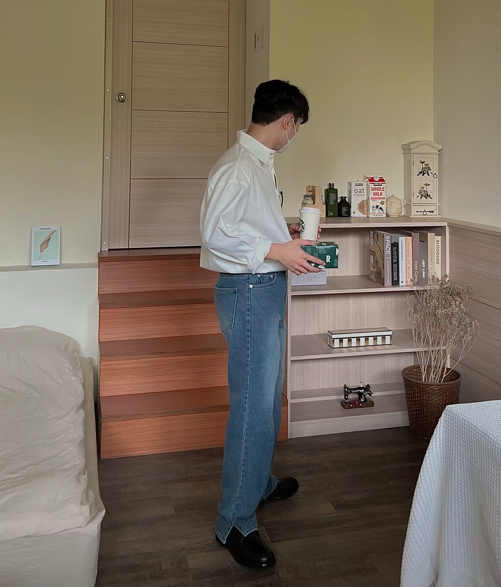 OPPAKOREA 開衩微寬牛仔褲 (3色)