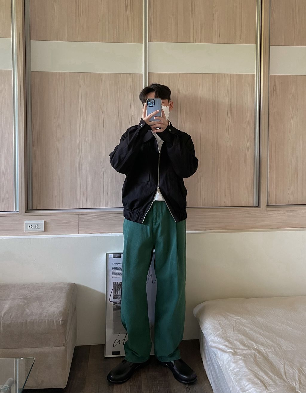 OPPAKOREA 微光澤口袋短版縮口外套 (2色)