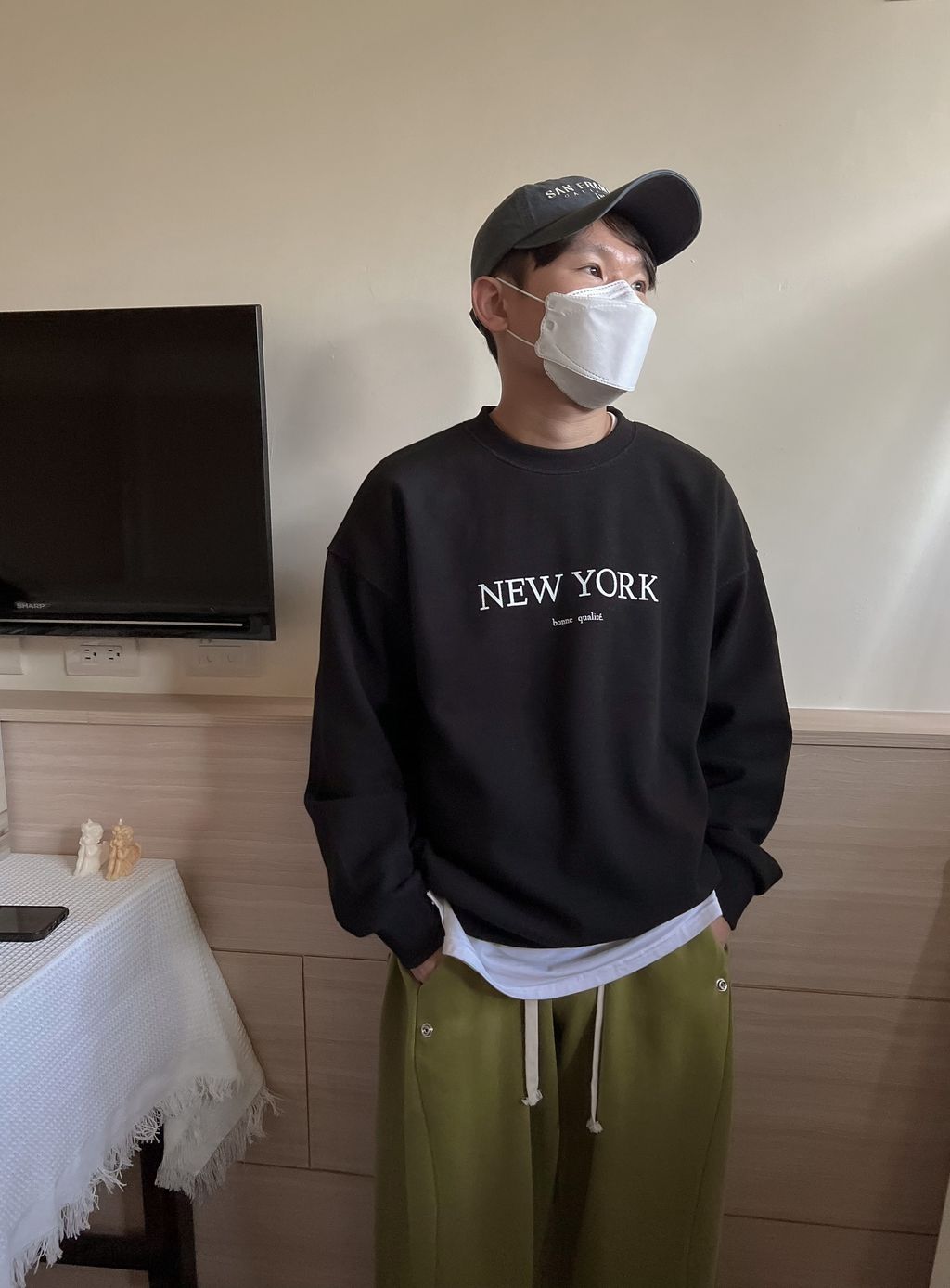 OPPAKOREA New York 英字網眼棉衛衣 (2色)