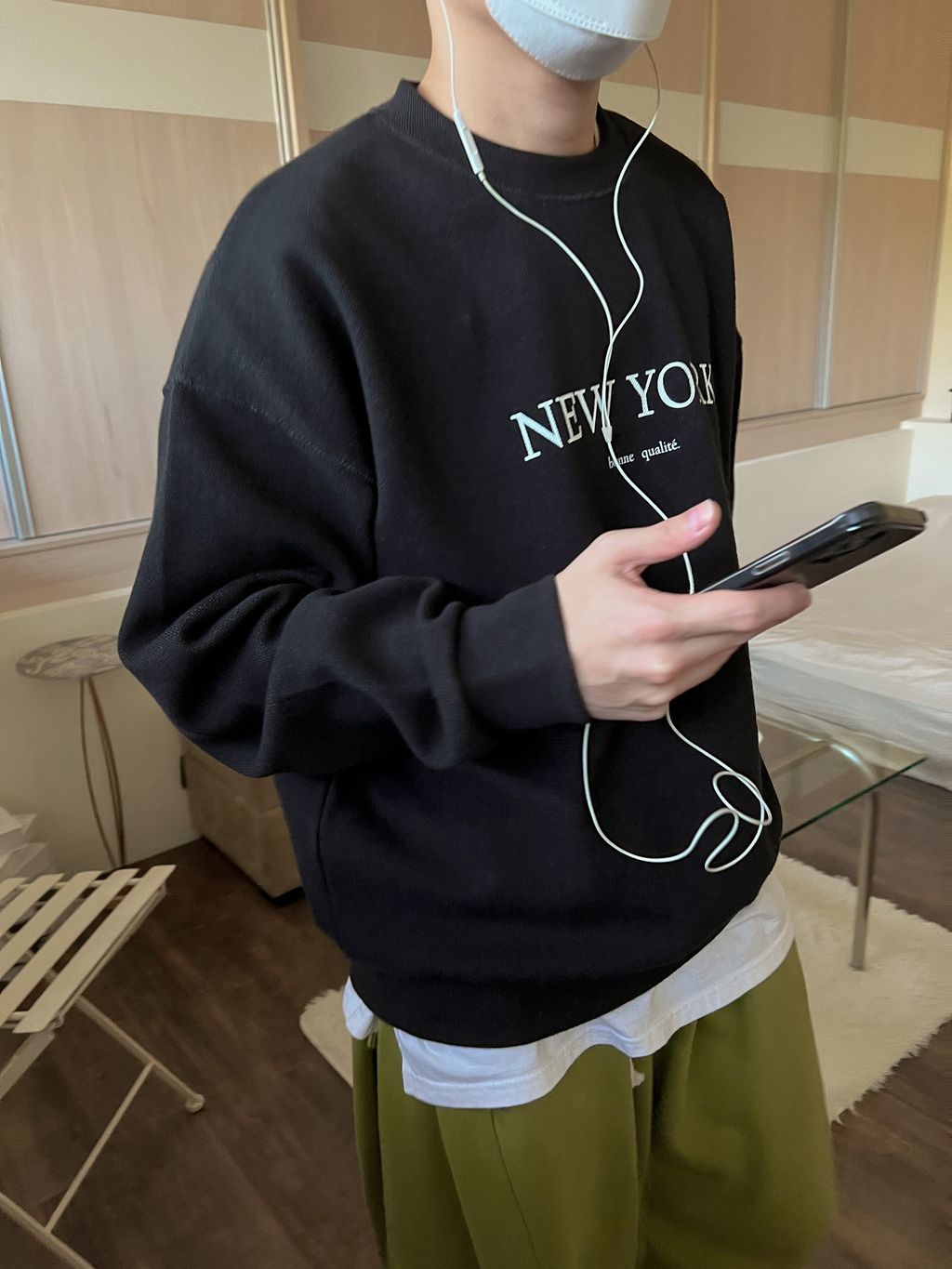 OPPAKOREA New York 英字網眼棉衛衣 (2色)
