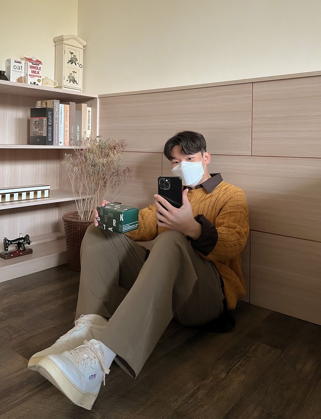 OPPAKOREA 圓領麻花微鏤空針織衫 (2色)