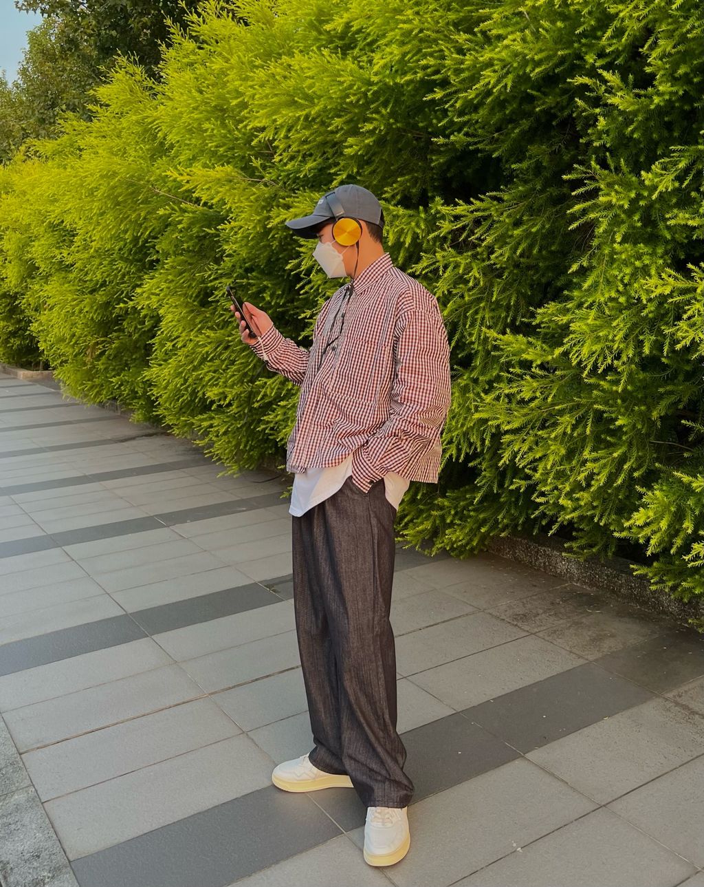 OPPAKOREA Non Fade 兩褶原色牛仔寬褲 (2色)
