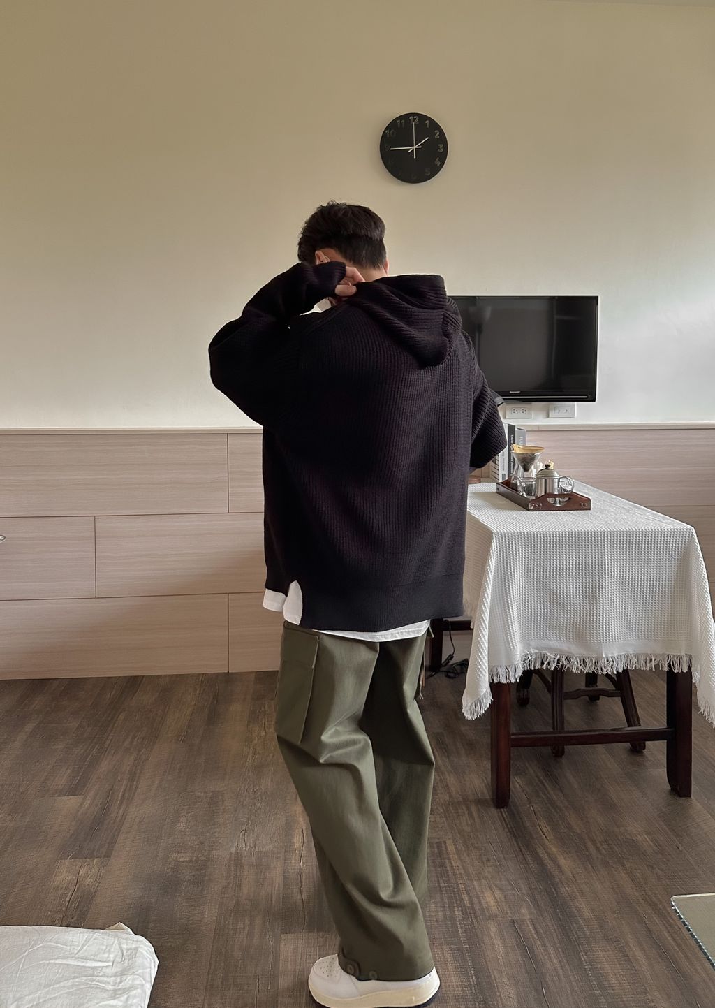 OPPAKOREA 打褶口袋工作寬褲 (2色) (褲管可調節鈕釦)