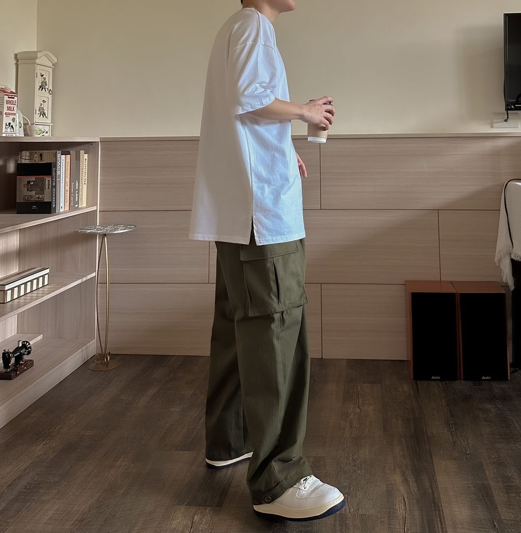 OPPAKOREA 打褶口袋工作寬褲 (2色) (褲管可調節鈕釦)