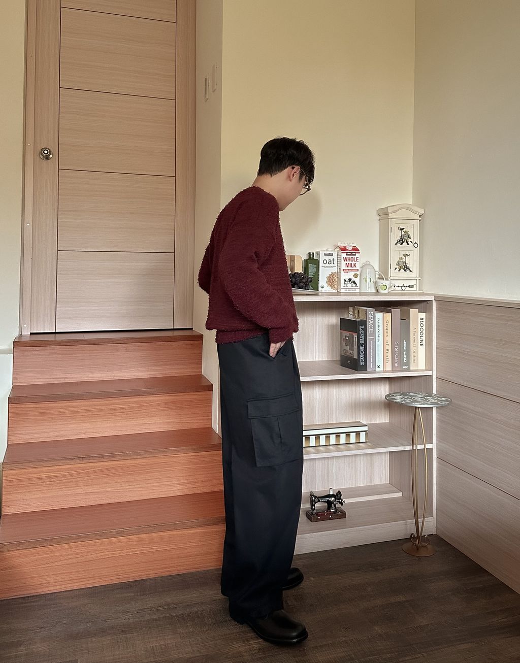 OPPAKOREA 打褶口袋工作寬褲 (2色) (褲管可調節鈕釦)