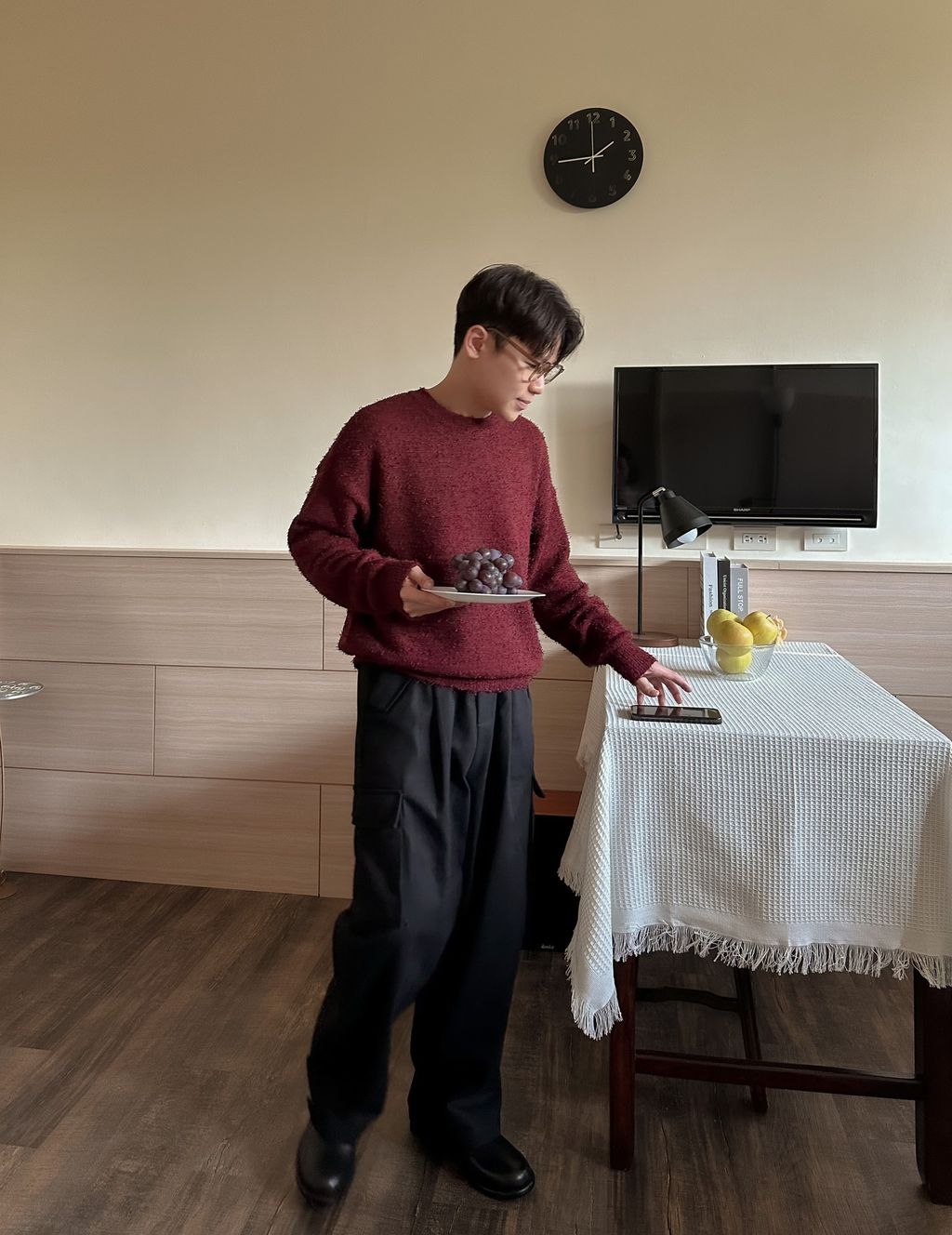 OPPAKOREA 圓領馬海毛毛圈針織衫 (4色)