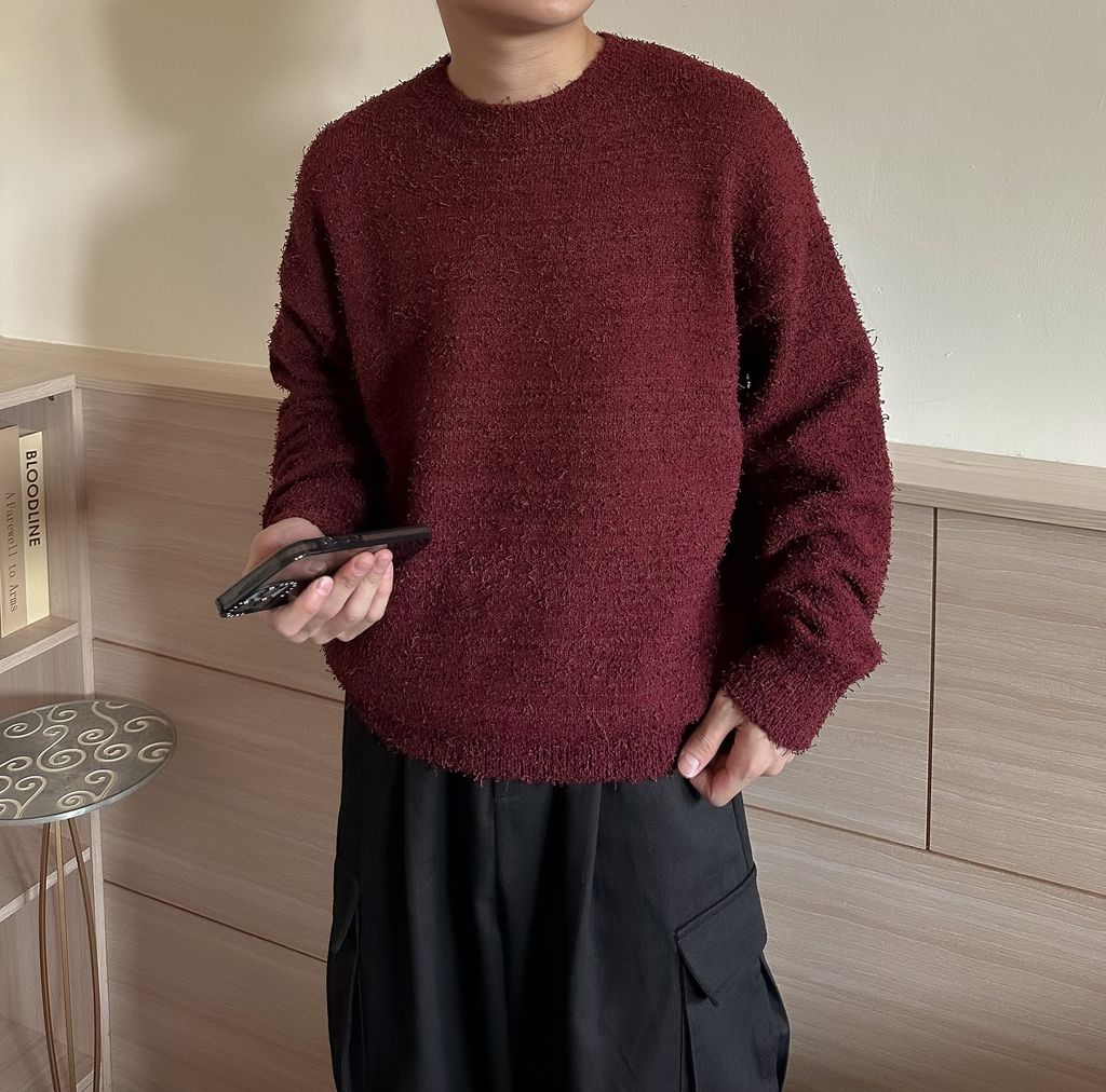 OPPAKOREA 圓領馬海毛毛圈針織衫 (4色)