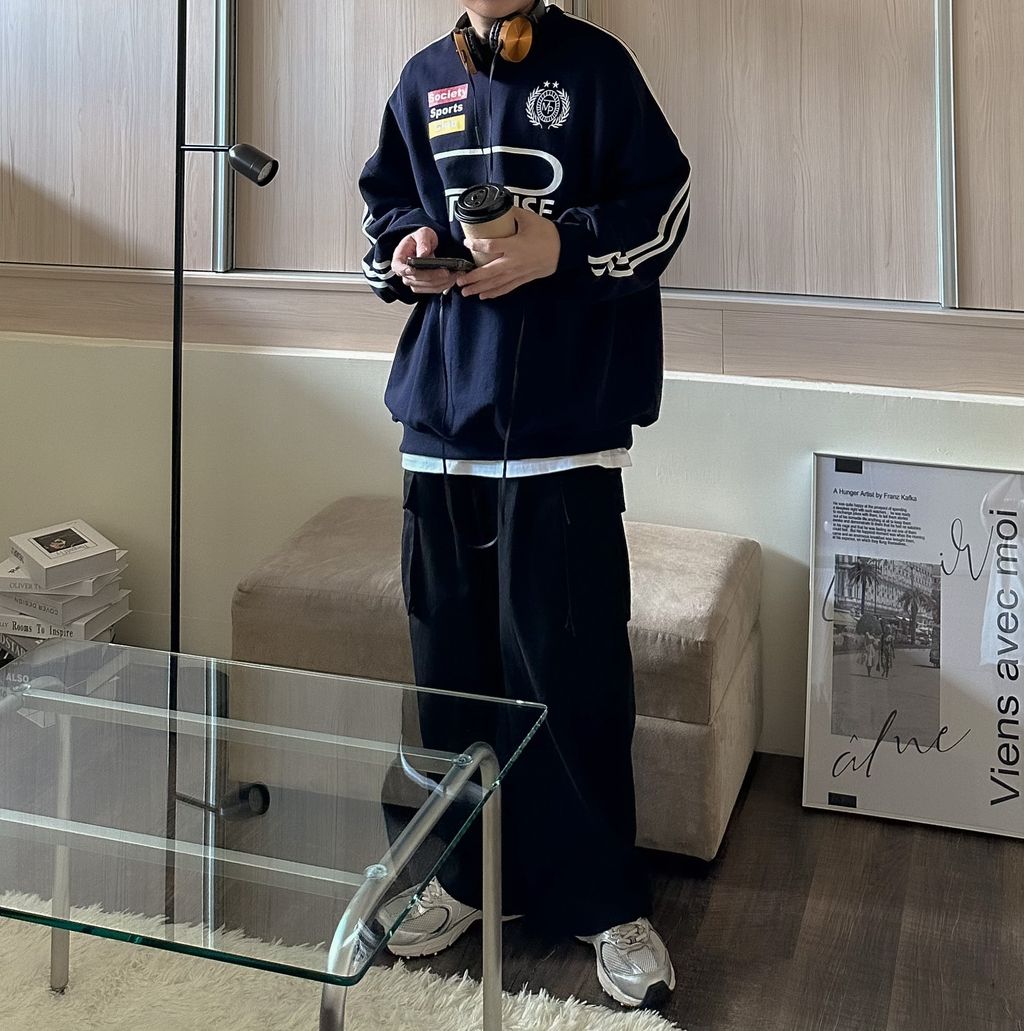 OPPAKOREA 打褶口袋工作寬褲 (2色) (褲管可調節鈕釦)