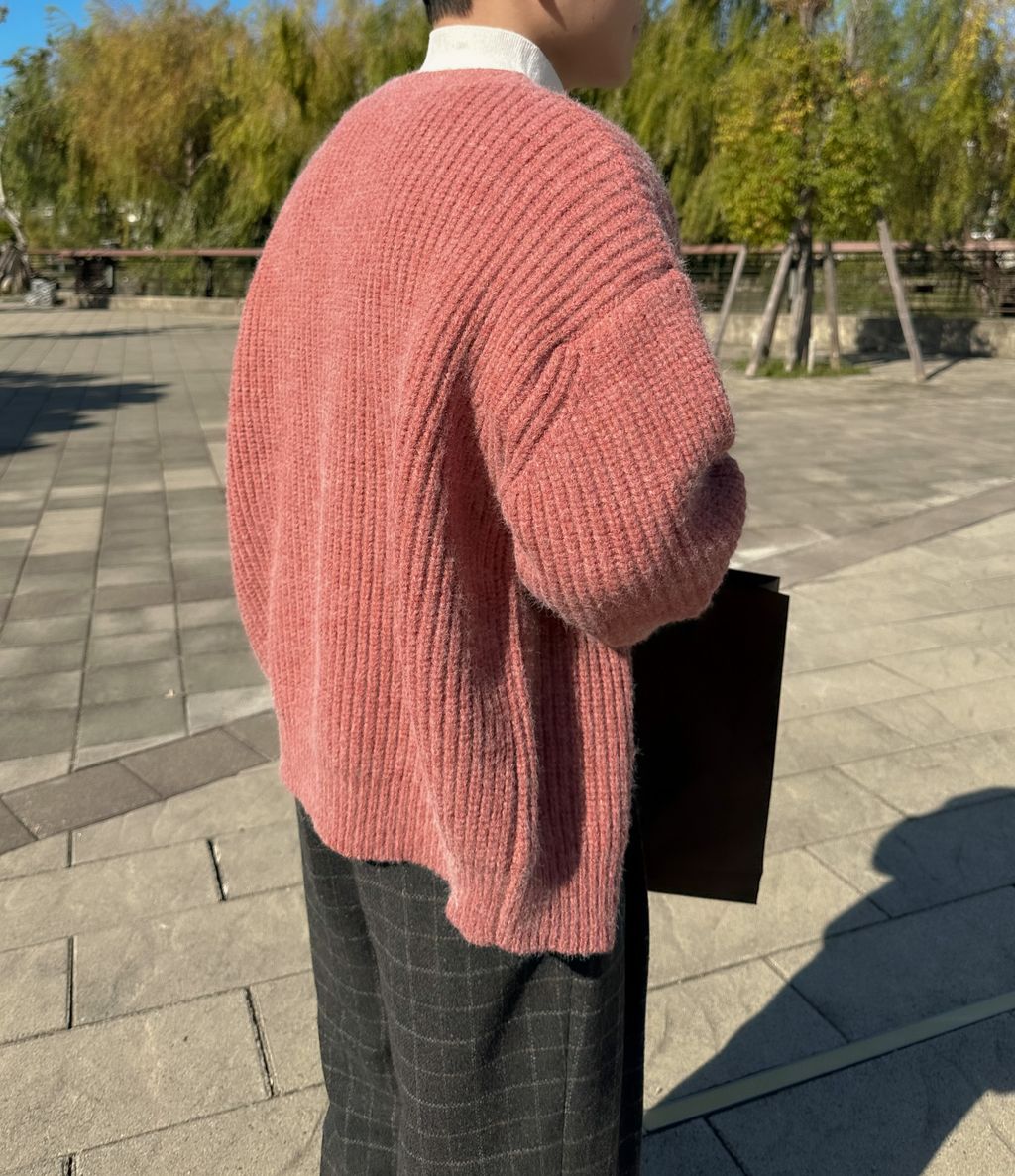OPPAKOREA 混色厚磅開襟針織外套 (3色)