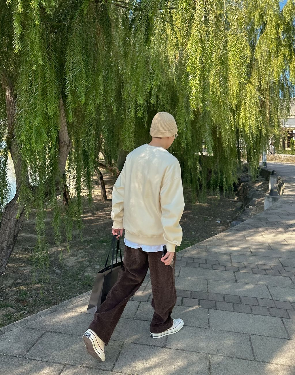 OPPAKOREA 綁帶壓紋燈芯絨寬褲 (3色) (優質燈芯絨材質)