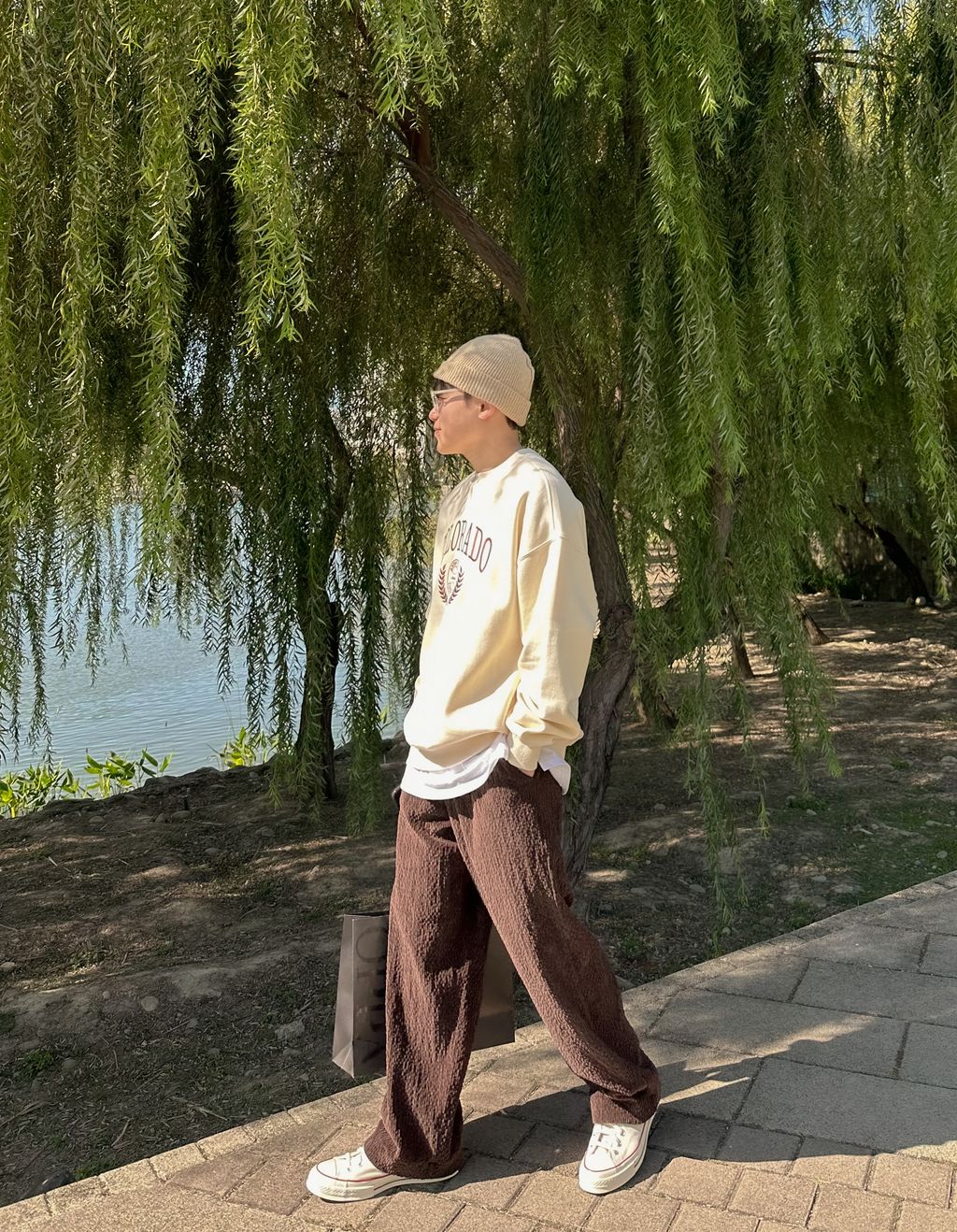 OPPAKOREA 綁帶壓紋燈芯絨寬褲 (3色) (優質燈芯絨材質)