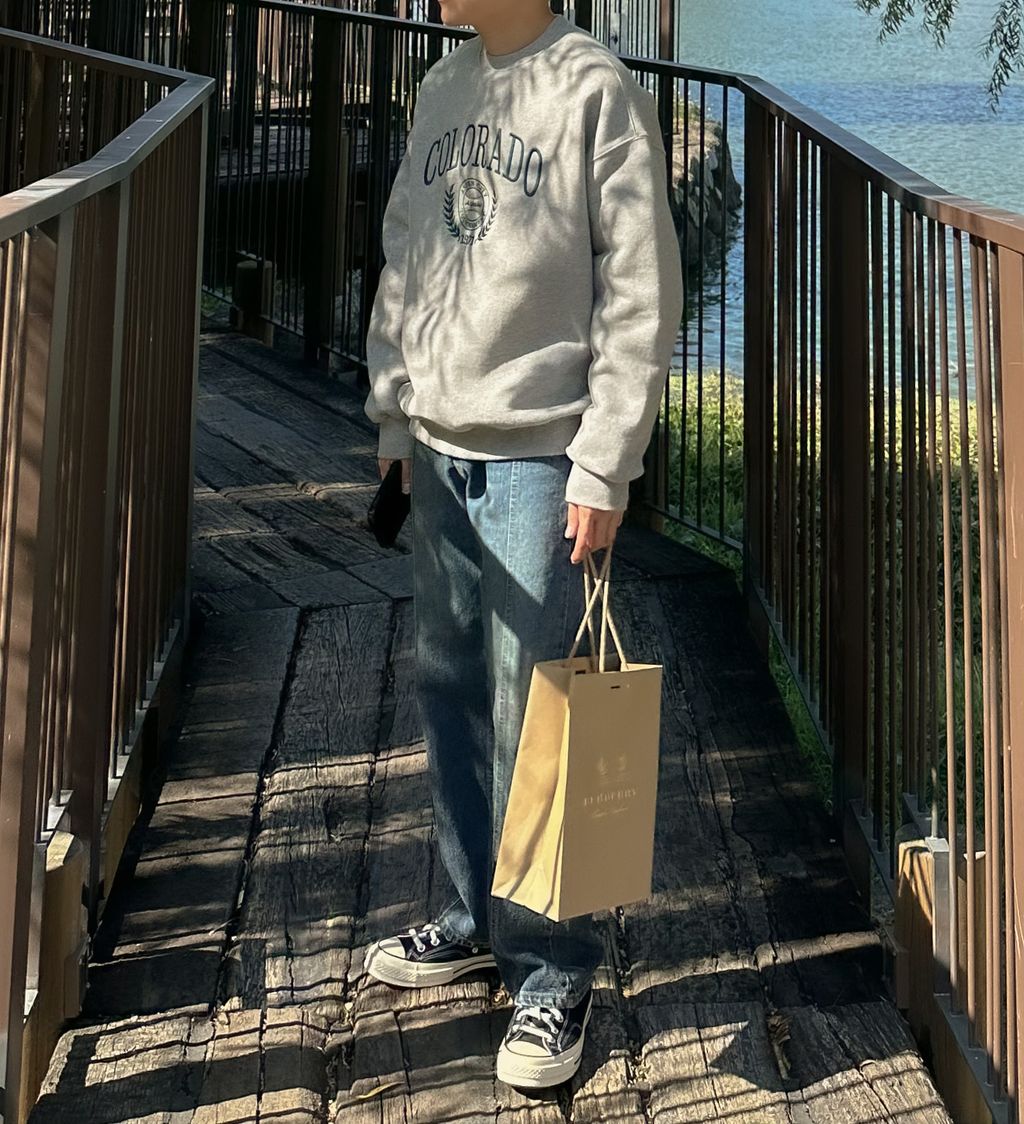 OPPAKOREA 車線水洗牛仔寬褲
