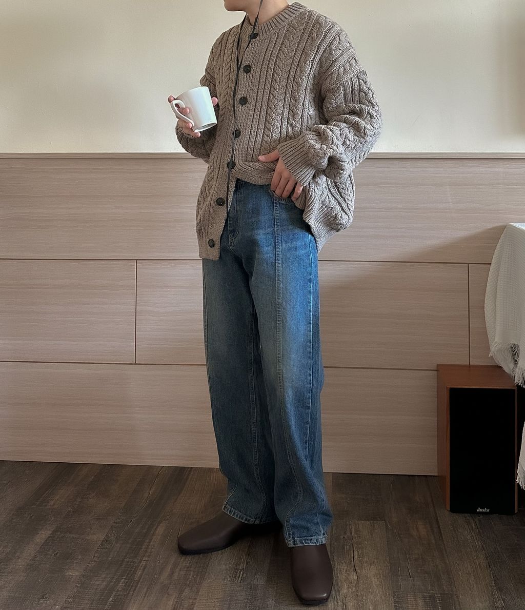 OPPAKOREA 車線水洗牛仔寬褲