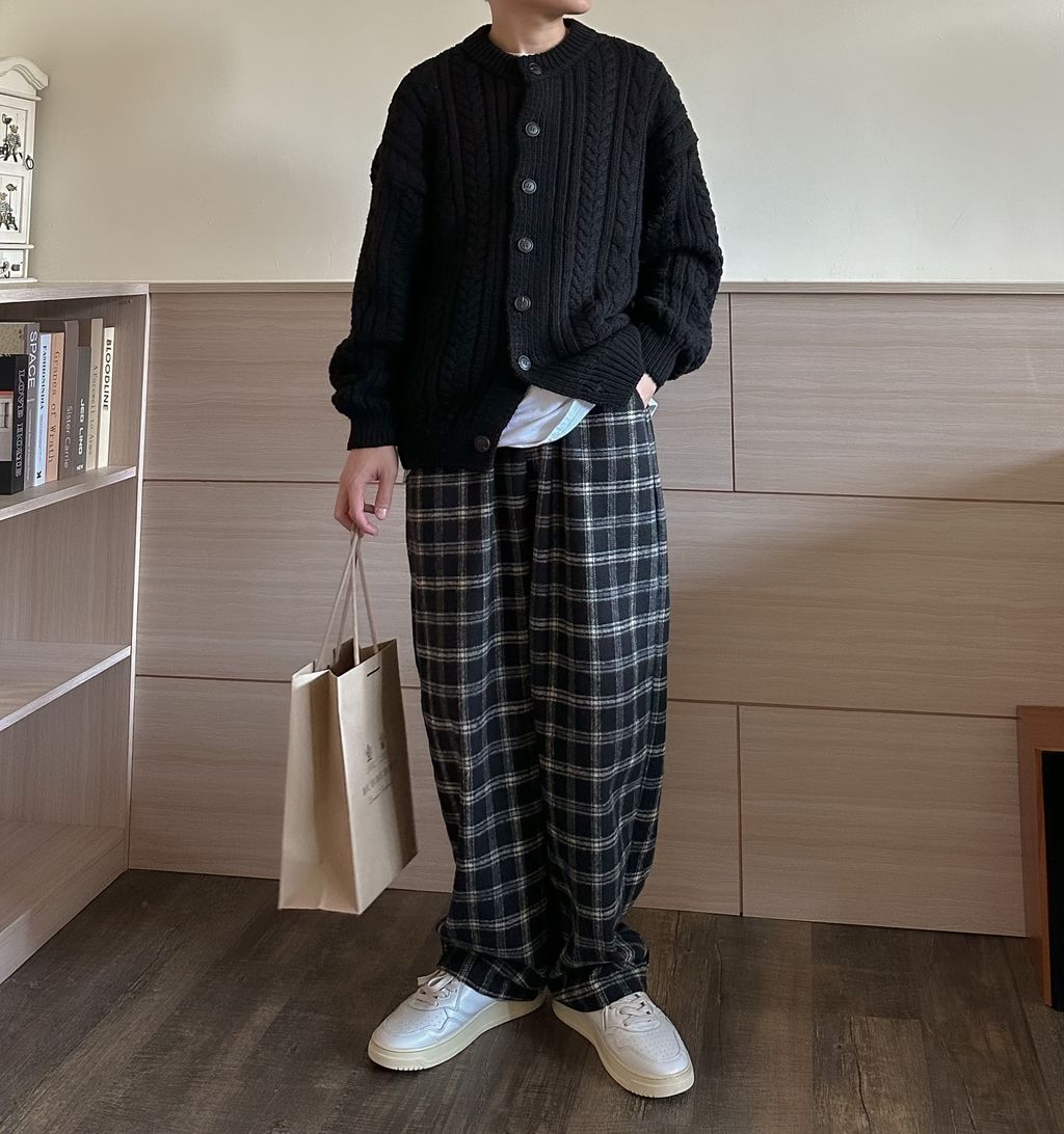 OPPAKOREA Cashmere 復古麻花厚磅針織外套 (3色)