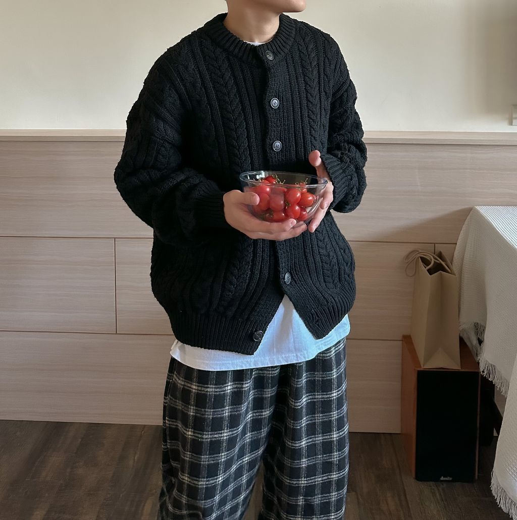 OPPAKOREA Cashmere 復古麻花厚磅針織外套 (3色)