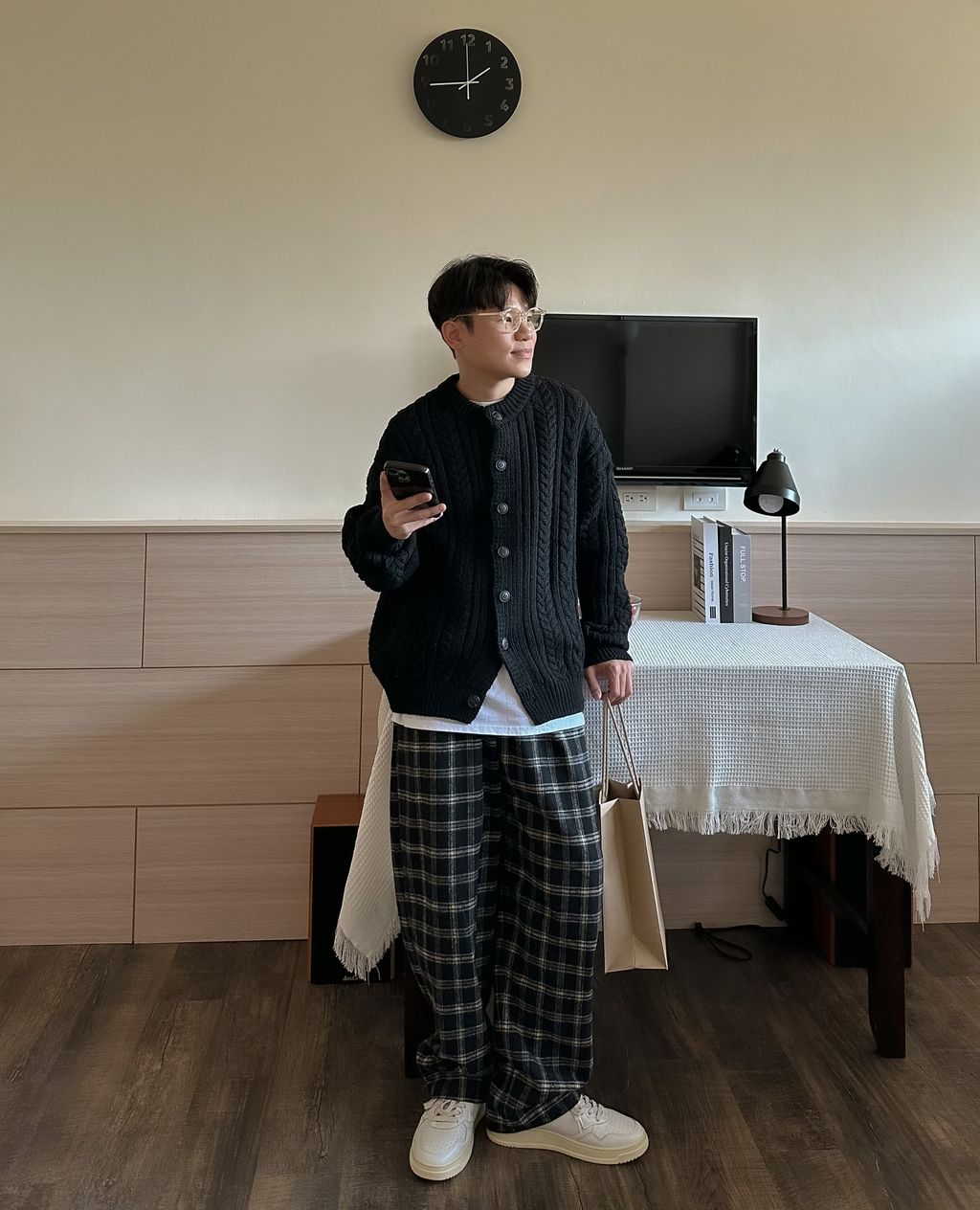 OPPAKOREA Cashmere 復古麻花厚磅針織外套 (3色)