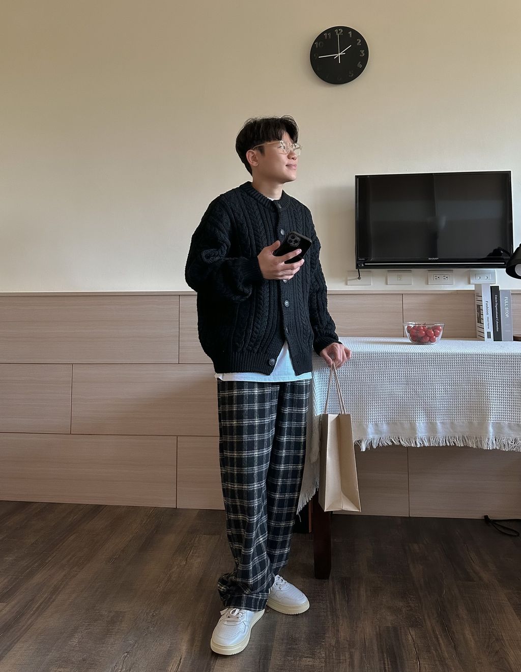 OPPAKOREA Cashmere 復古麻花厚磅針織外套 (3色)