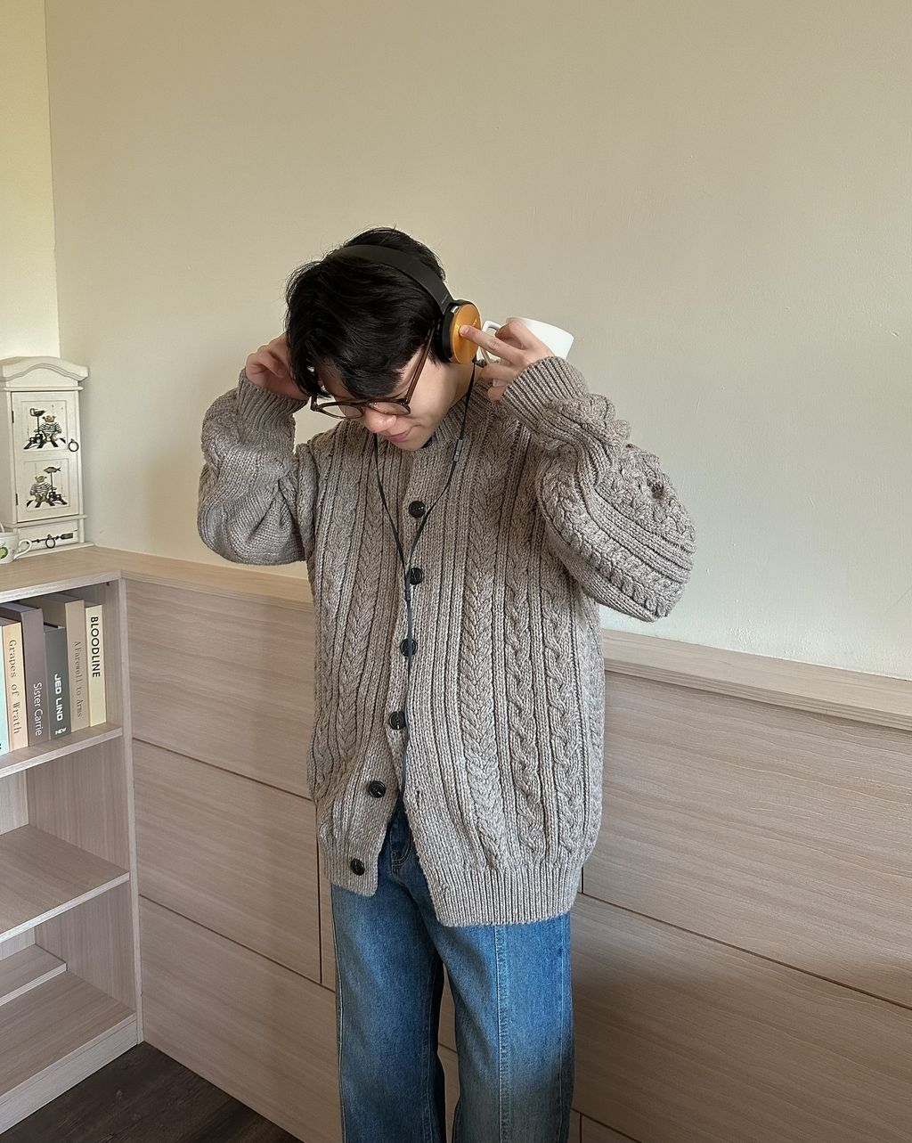 OPPAKOREA Cashmere 復古麻花厚磅針織外套 (3色)