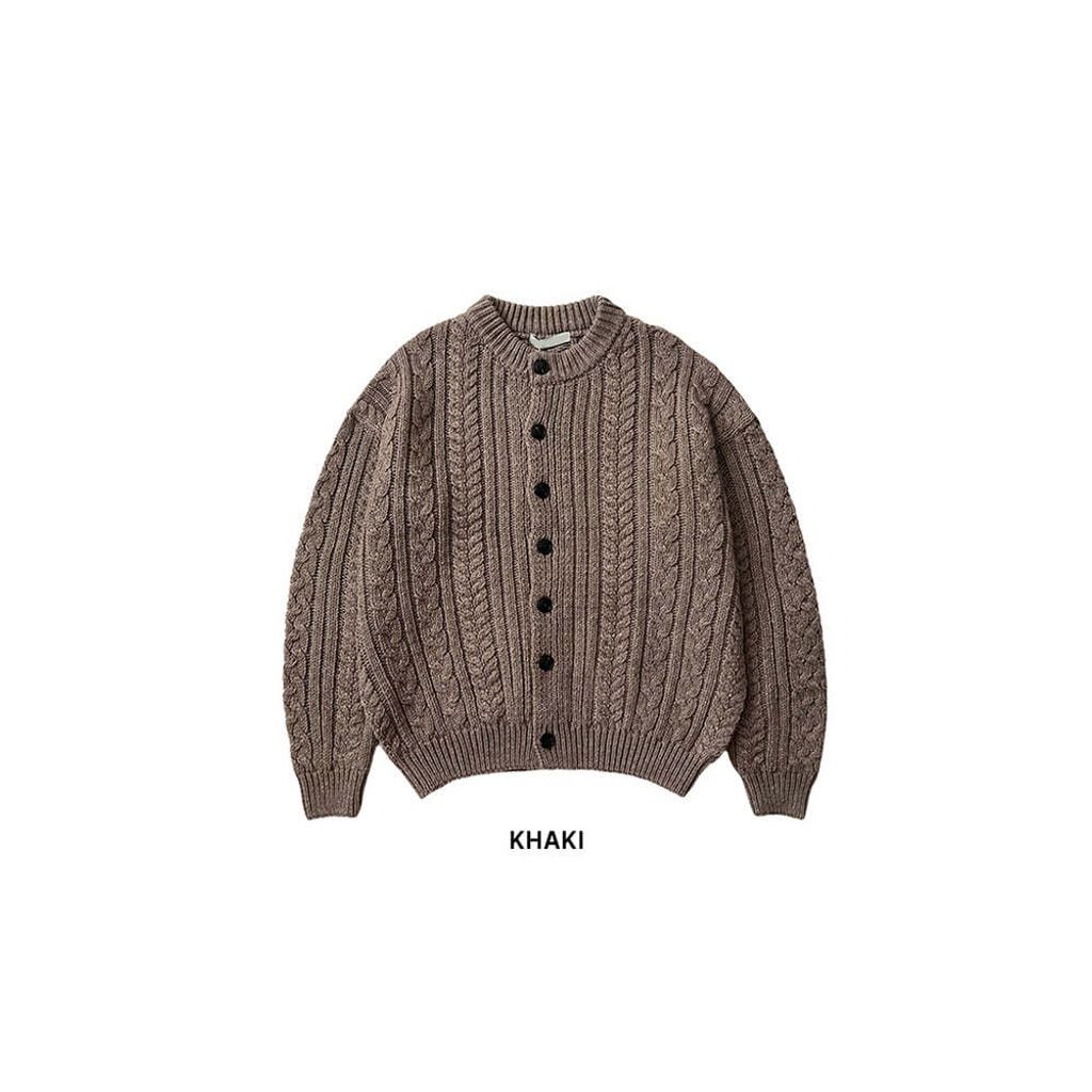 OPPAKOREA Cashmere 復古麻花厚磅針織外套 (3色)