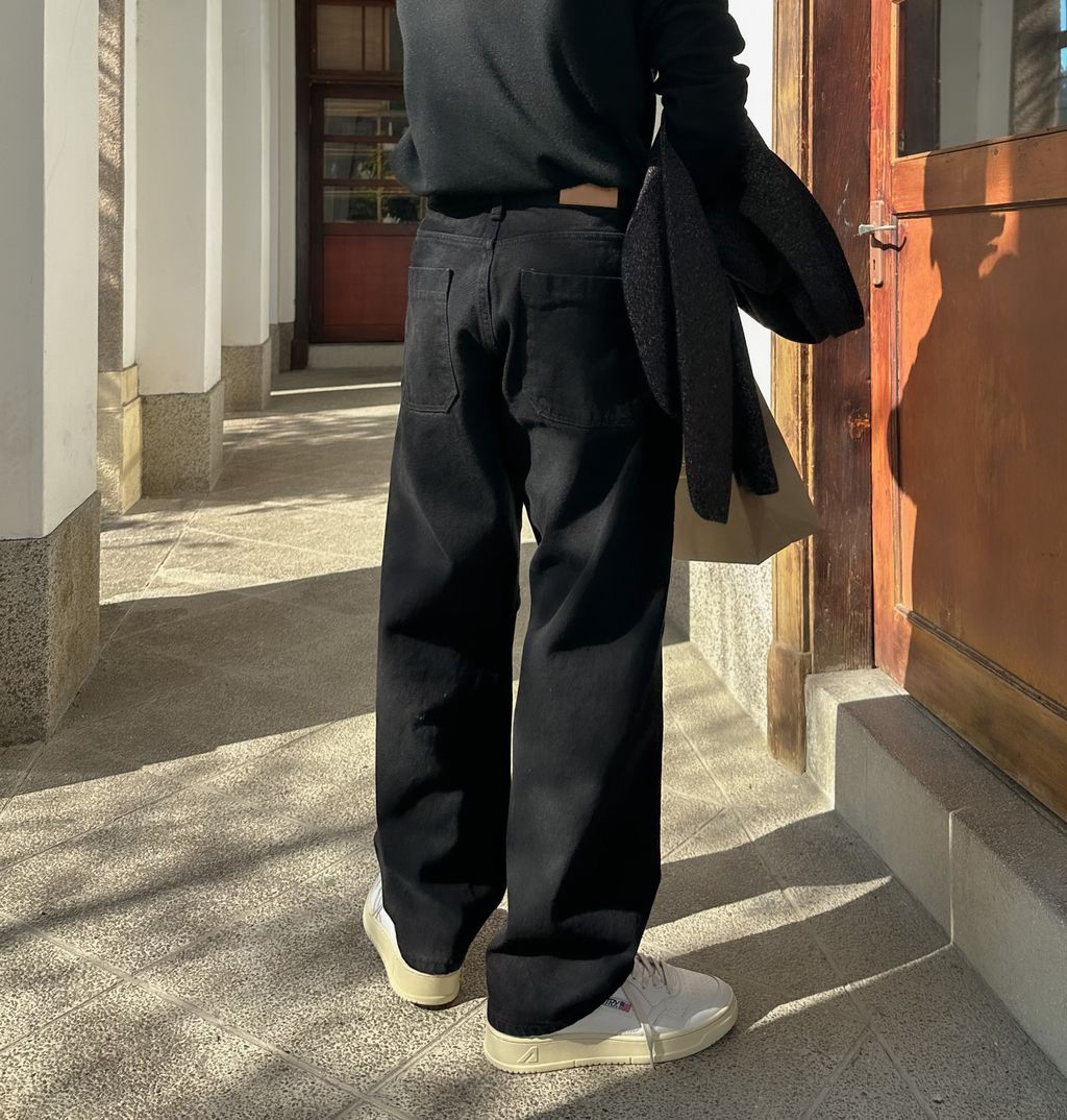 OPPAKOREA 打褶弧形剪裁牛仔寬褲 (3色) (推薦單品!!!)