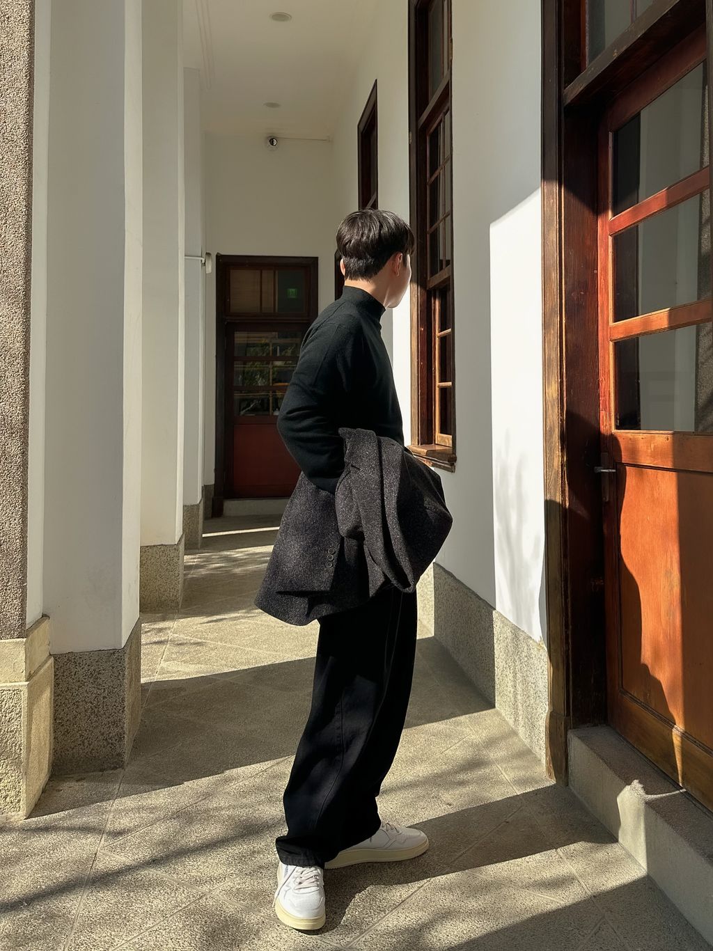 OPPAKOREA 打褶弧形剪裁牛仔寬褲 (3色) (推薦單品!!!)