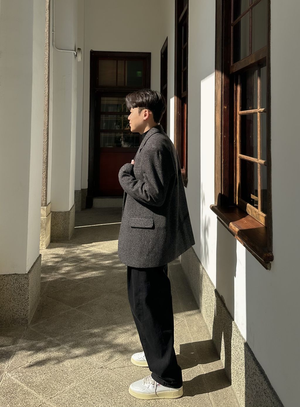 OPPAKOREA 打褶弧形剪裁牛仔寬褲 (3色) (推薦單品!!!)