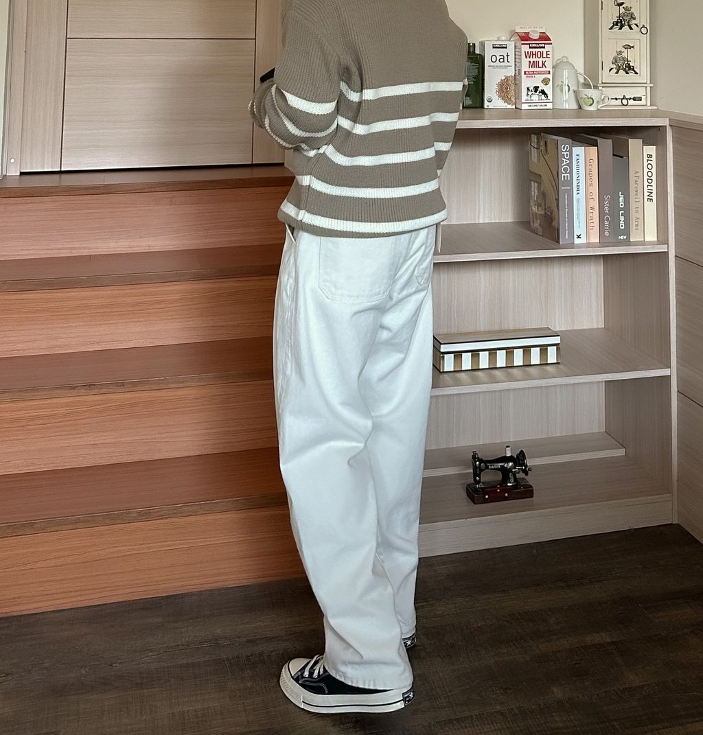 OPPAKOREA 打褶弧形剪裁牛仔寬褲 (3色) (推薦單品!!!)