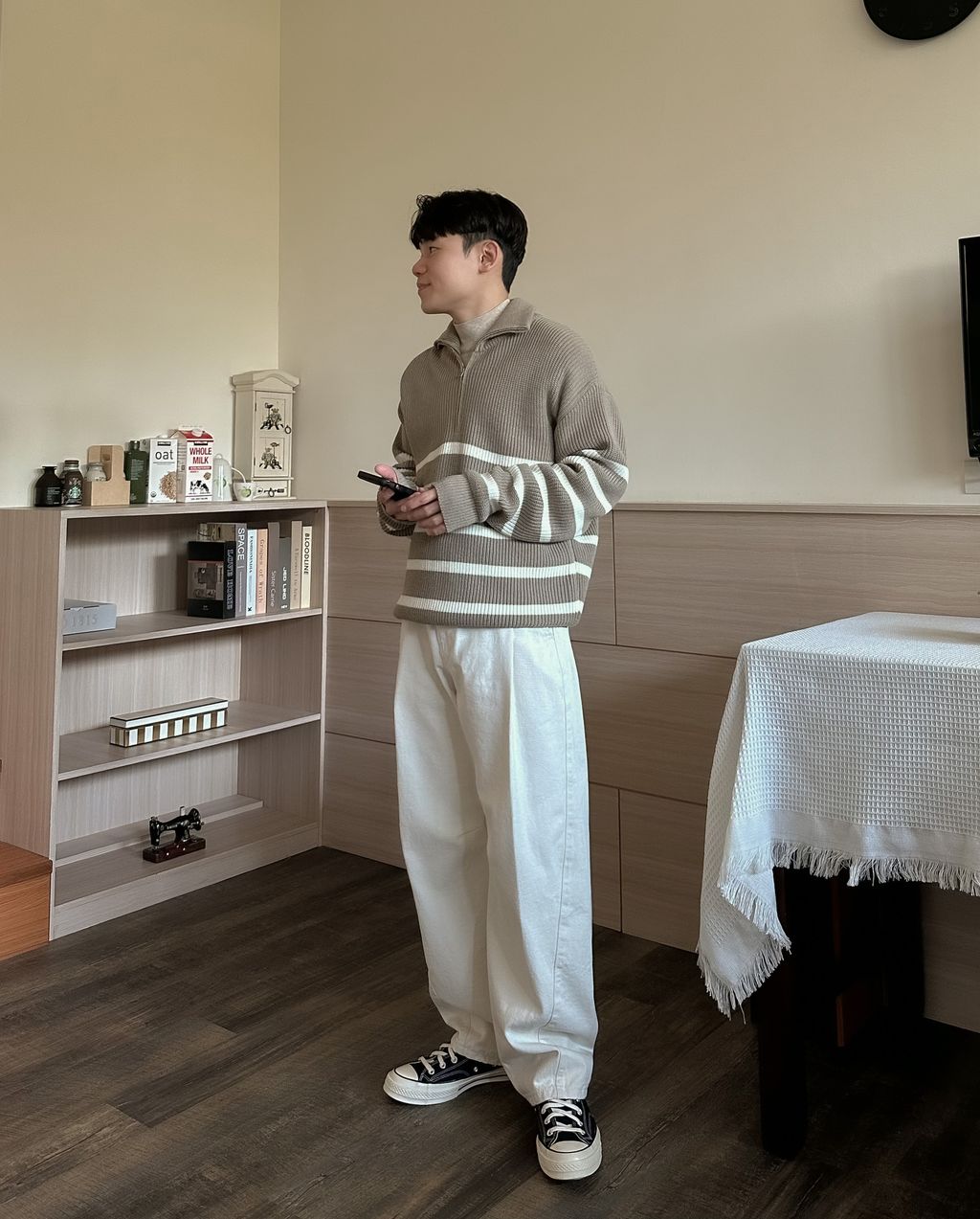 OPPAKOREA 打褶弧形剪裁牛仔寬褲 (3色) (推薦單品!!!)