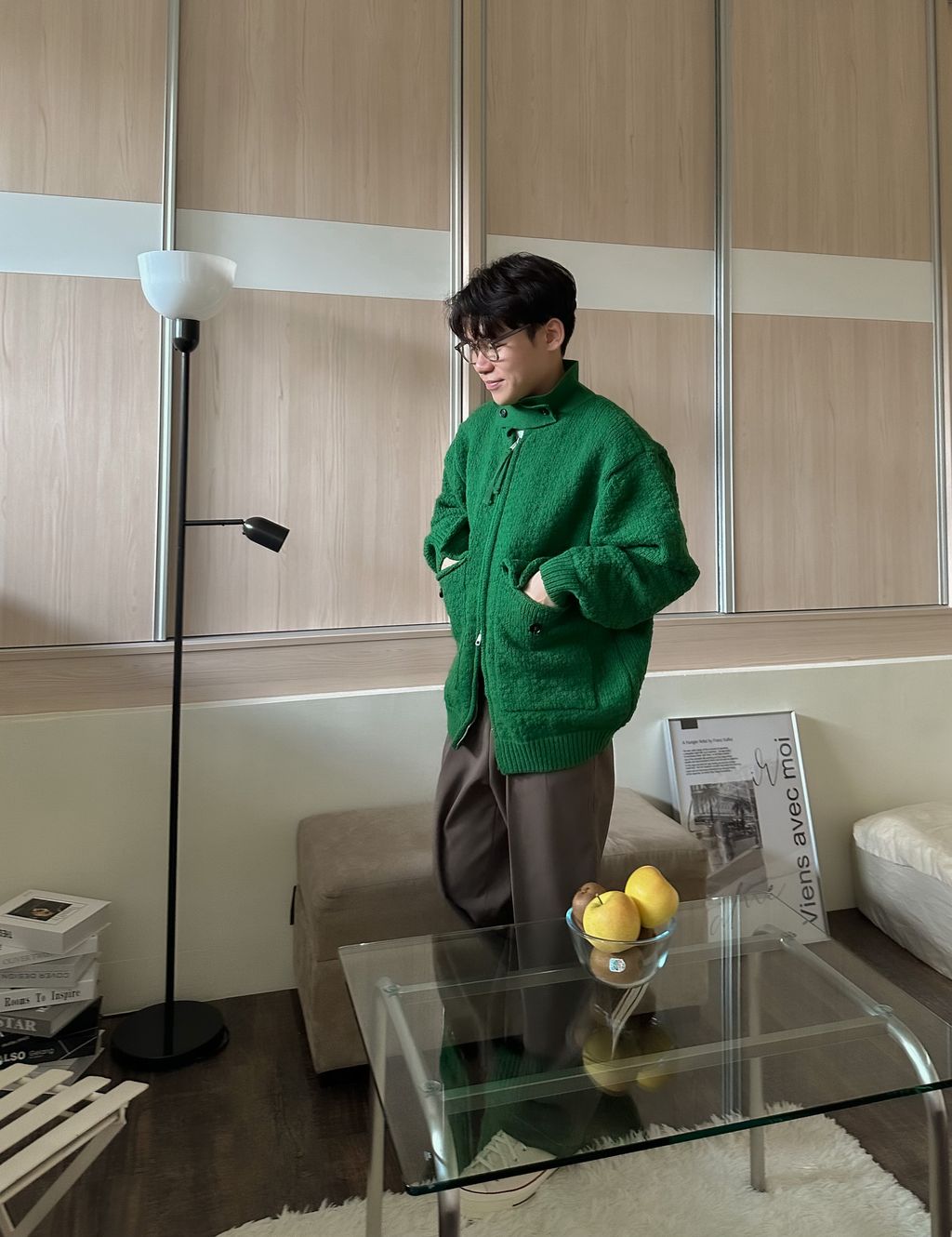 OPPAKOREA 車線兩褶休閒寬褲 (3色)